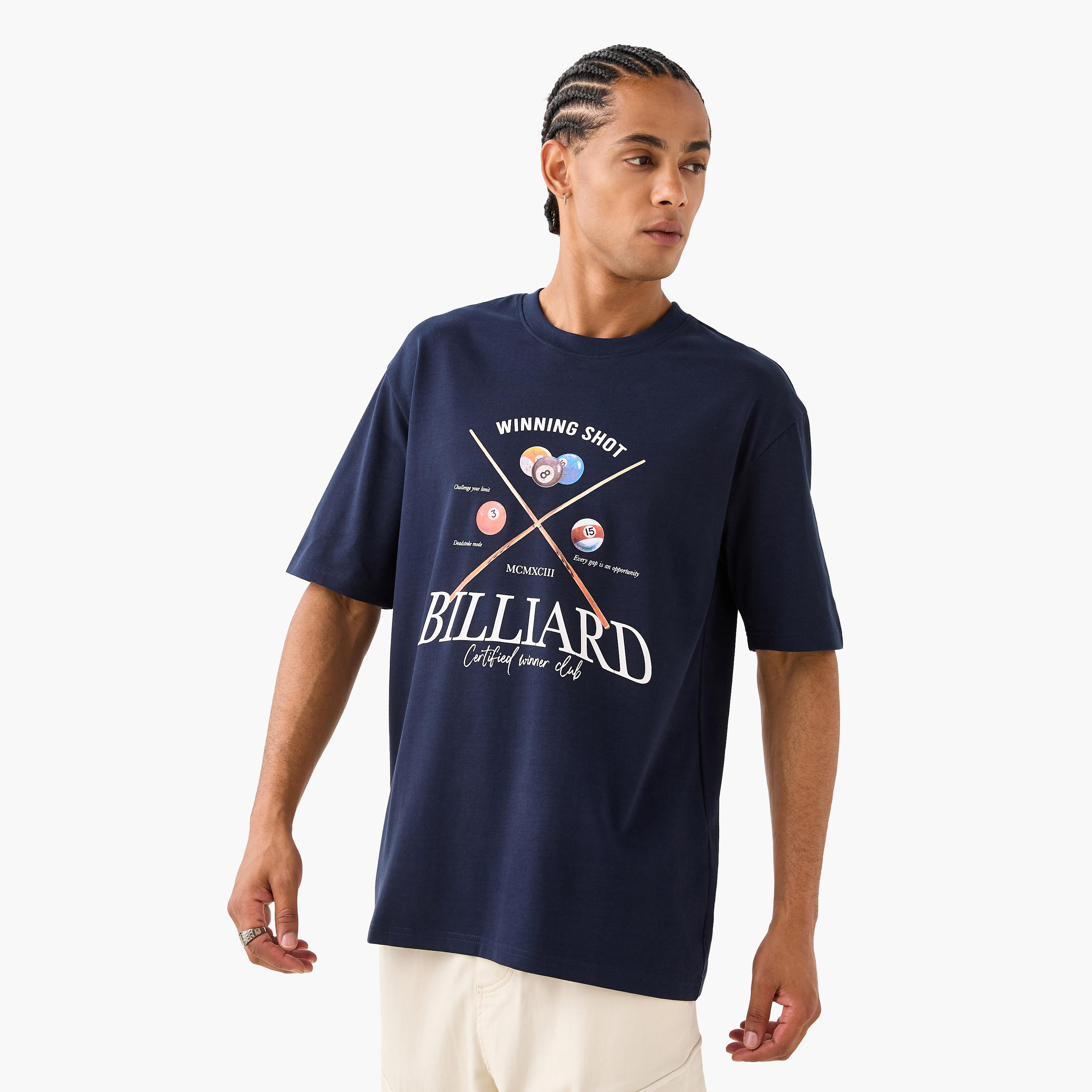 Regular Fit Billiards Print Crew Neck T-shirt with Short Sleeves-men-clothing-tshirtsandpolos-tshirts-image-1