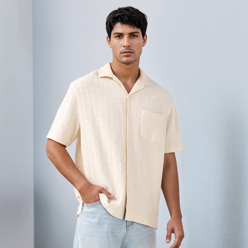 Relaxed Fit Textured Collared Shirt-men-clothing-shirts-image-1