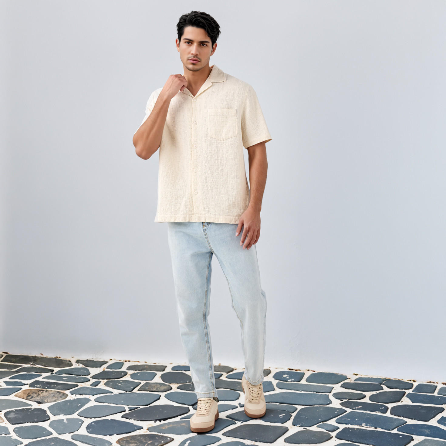 Relaxed Fit Textured Collared Shirt-men-clothing-shirts-image-2