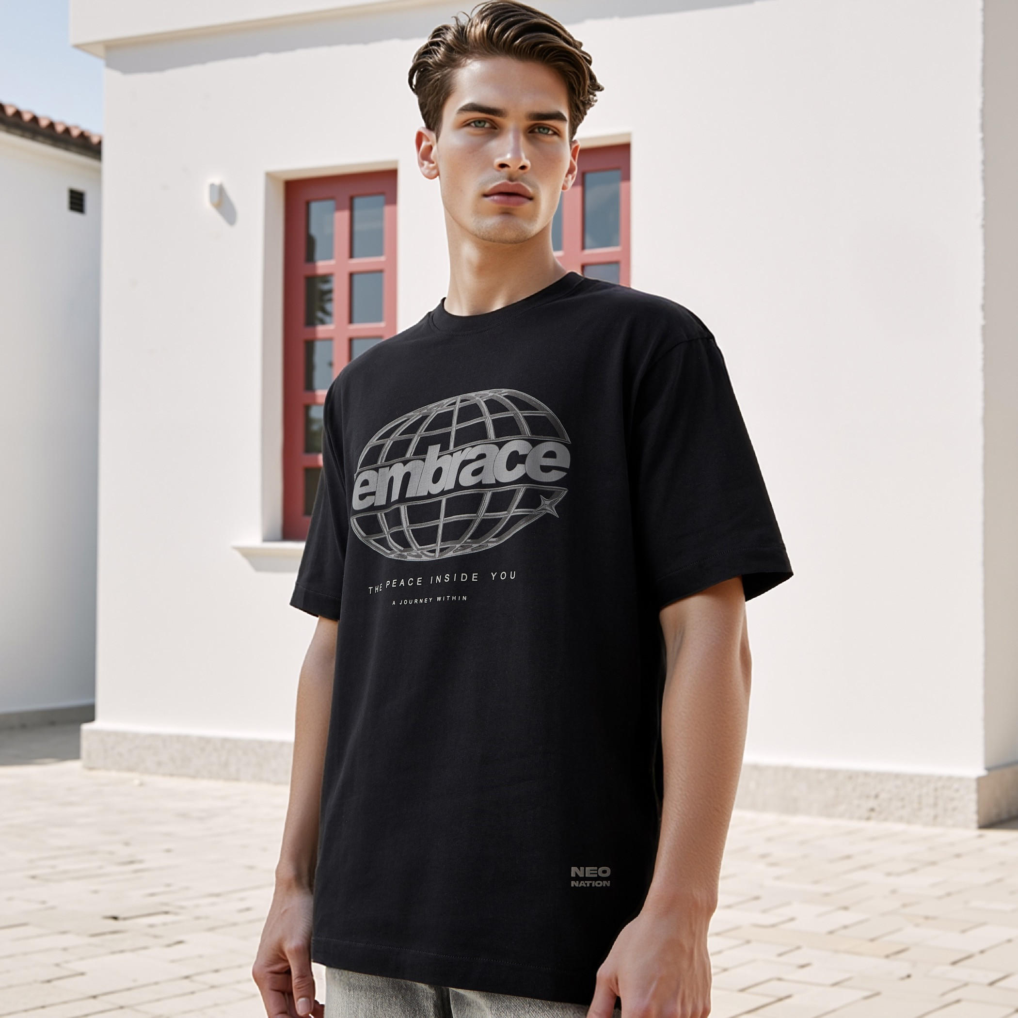تيشيرت بقصّة عادية وياقة ضيّقة وطبعات-men-clothing-tshirtsandpolos-tshirts-image-1