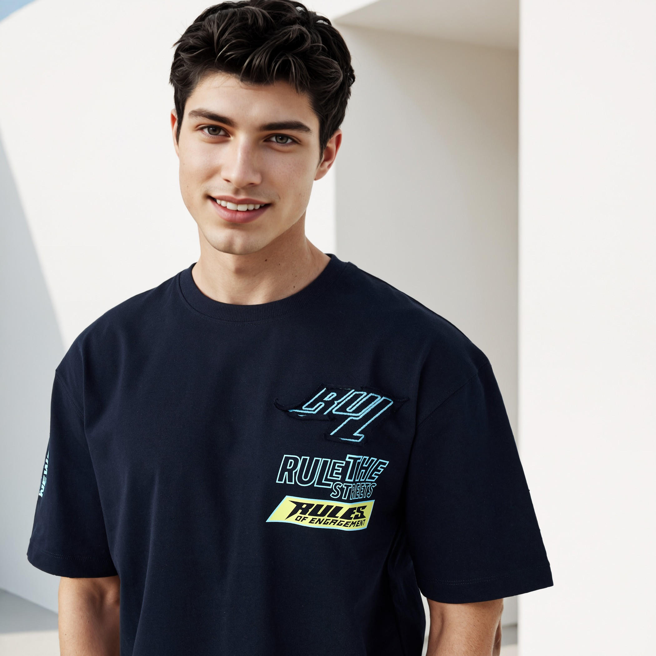 تيشيرت بياقة ضيقة وطبعات-men-clothing-tshirtsandpolos-tshirts-image-2