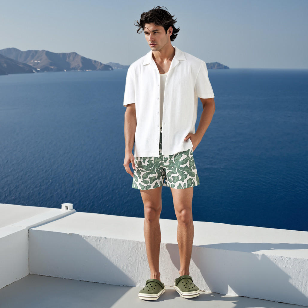All-Over Print Swim Shorts with Drawstring Closure and Pockets-sports-men-clothing-swimwear-image-2