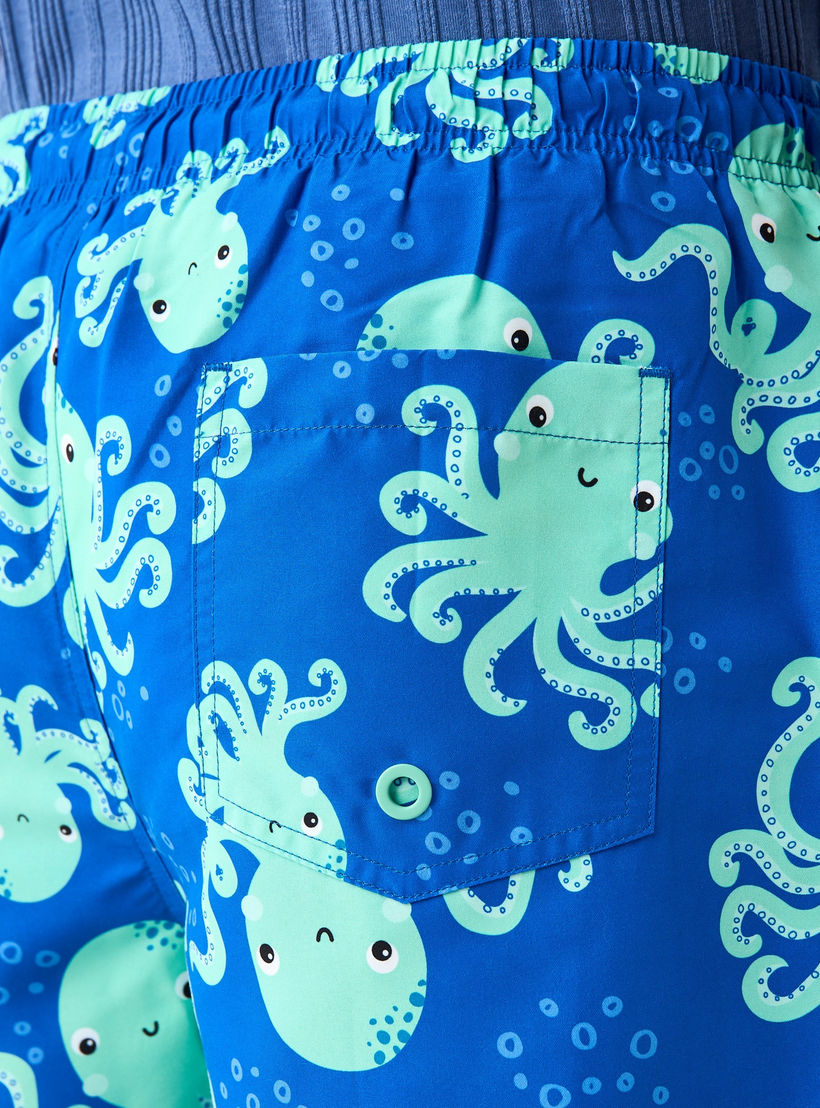 All-Over Octopus Print Drawstring Closure and Pockets-sports-men-clothing-swimwear-image-5