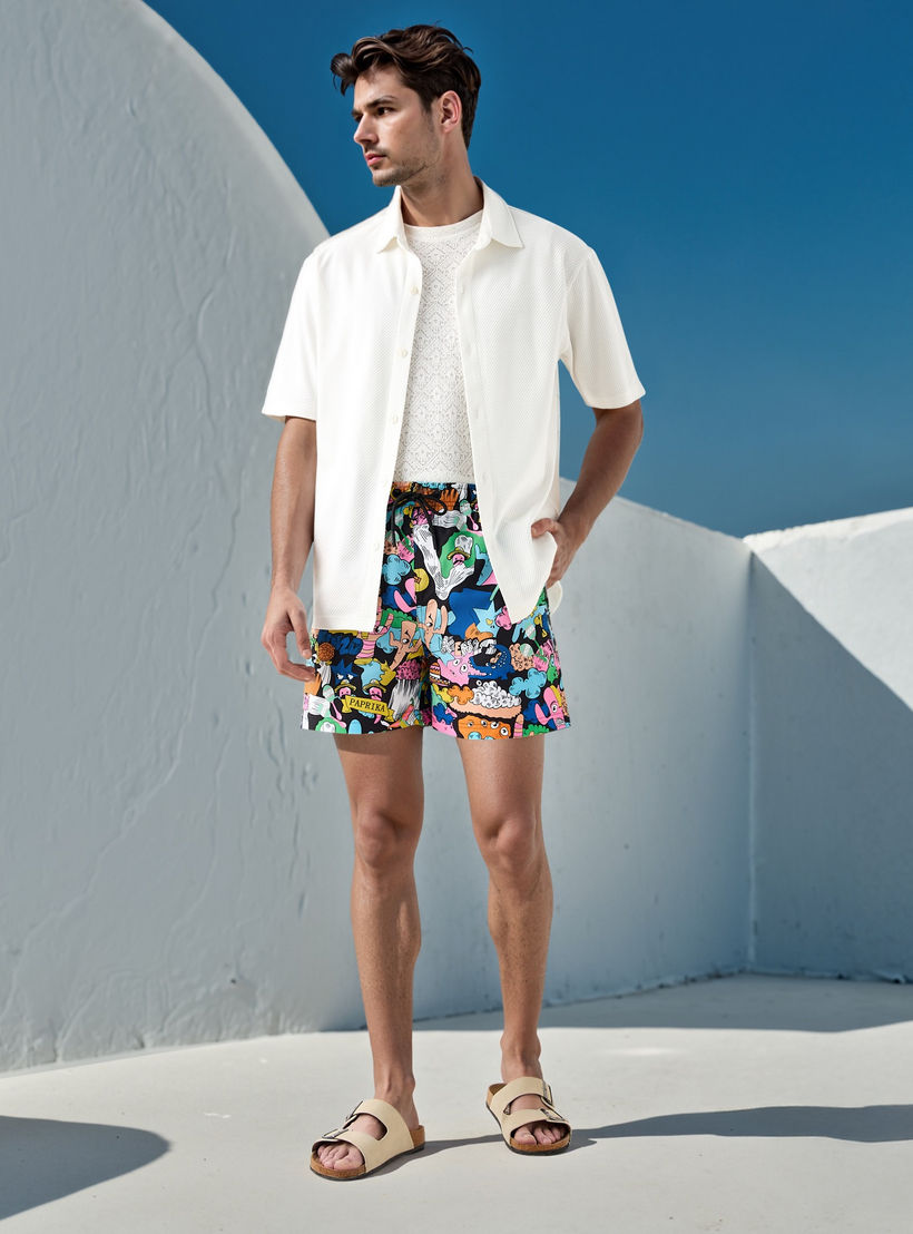 شورت سباحة برباط إغلاق وجيوب وطبعات-sports-men-clothing-swimwear-image-2