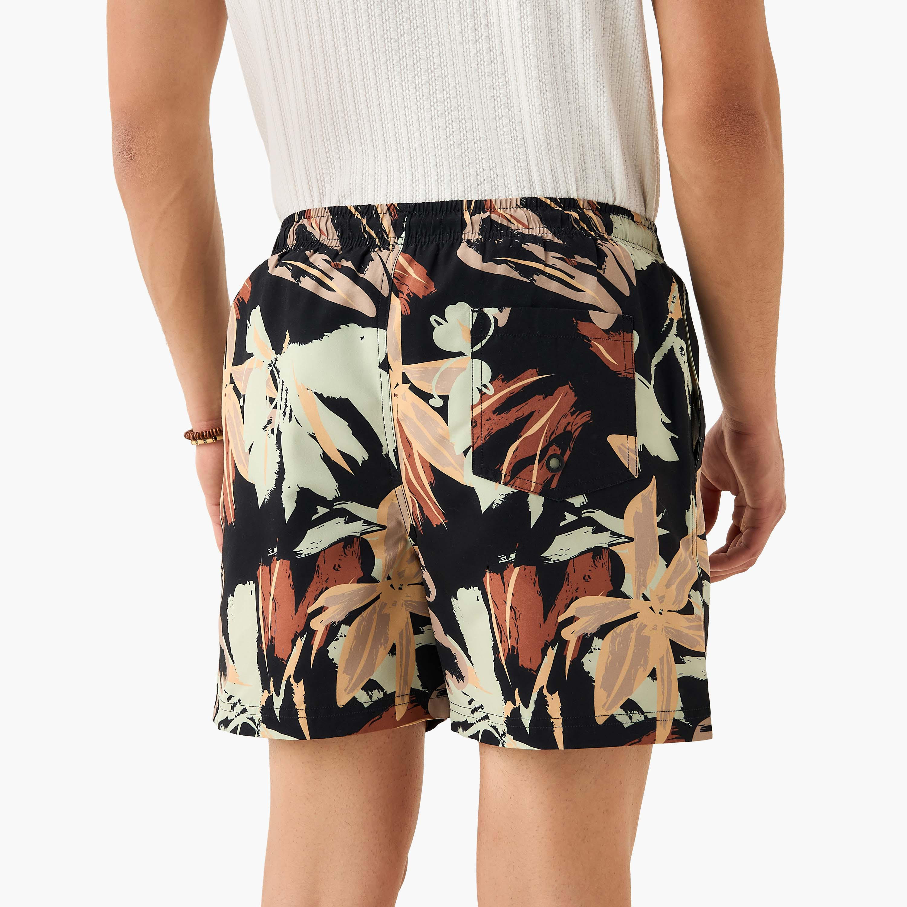 Abstract Print Swim Shorts with Pockets-sports-men-clothing-swimwear-image-3