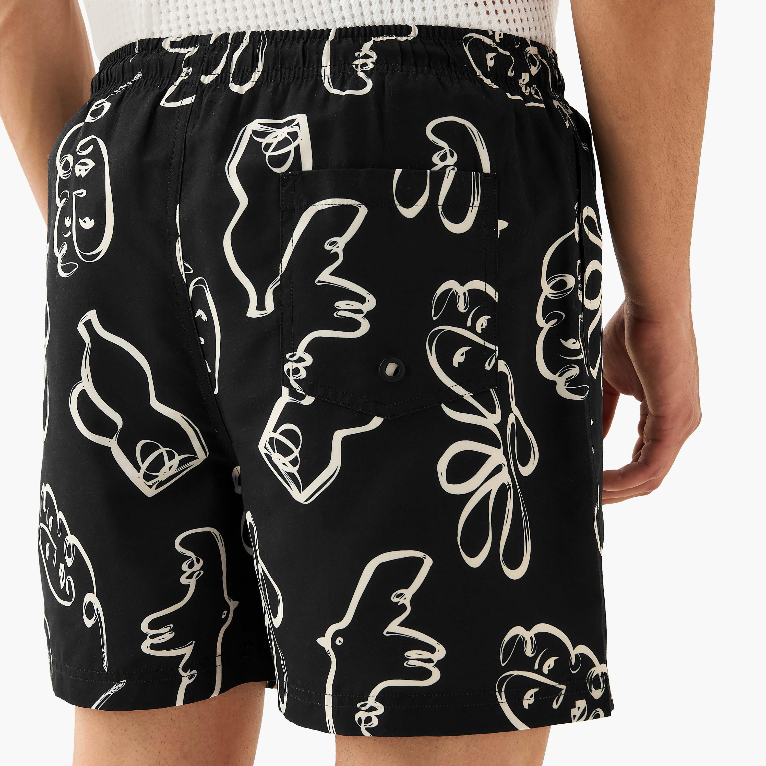 شورت سباحة بطبعات وجه ورباط إغلاق-sports-men-clothing-swimwear-image-2