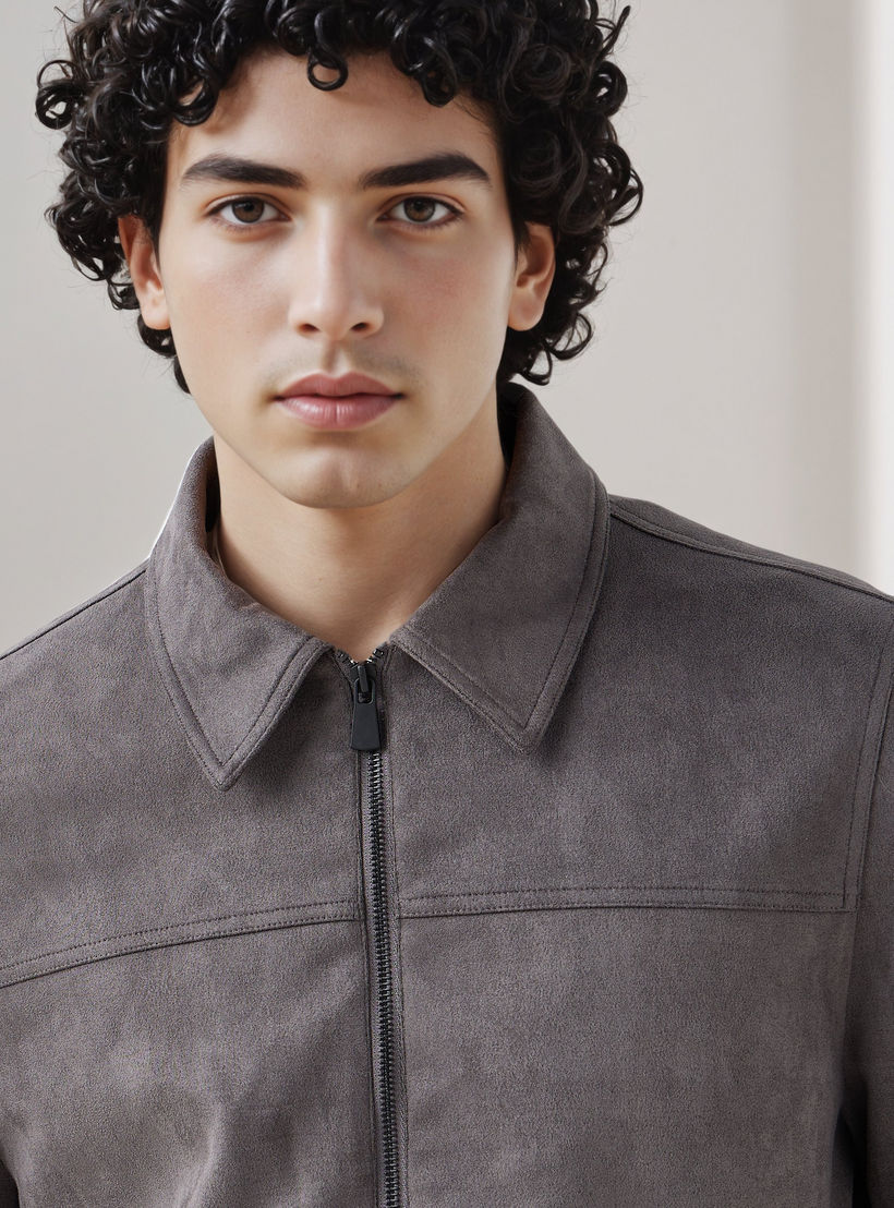 جاكيت تراكر جلد سويدي بقصة عادية للرجال-men-clothing-jacketsandblazers-jackets-image-4