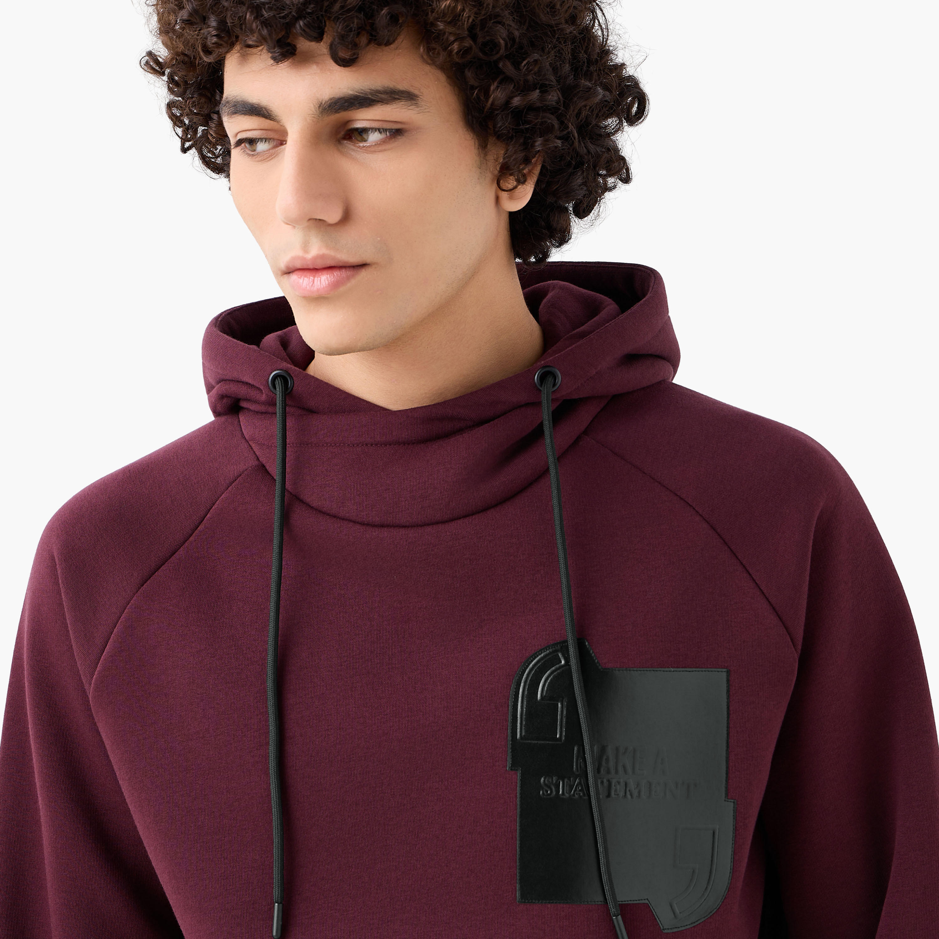 Men Slogan Applique Funnel Neck Hoodie-men-winterwear-hoodiesandsweatshirts-image-4