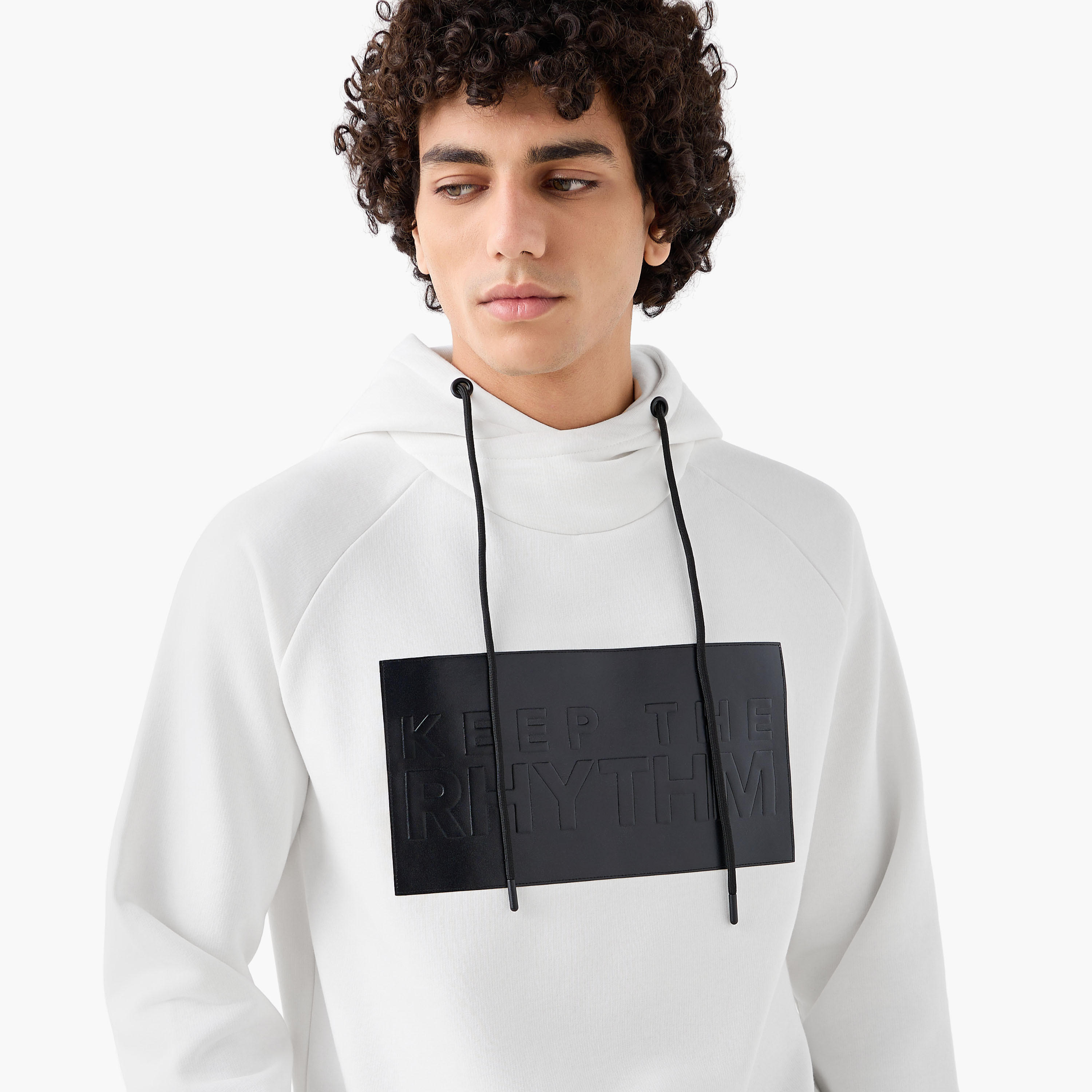 Men Slogan Applique Funnel Neck Hoodie-men-winterwear-hoodiesandsweatshirts-image-4