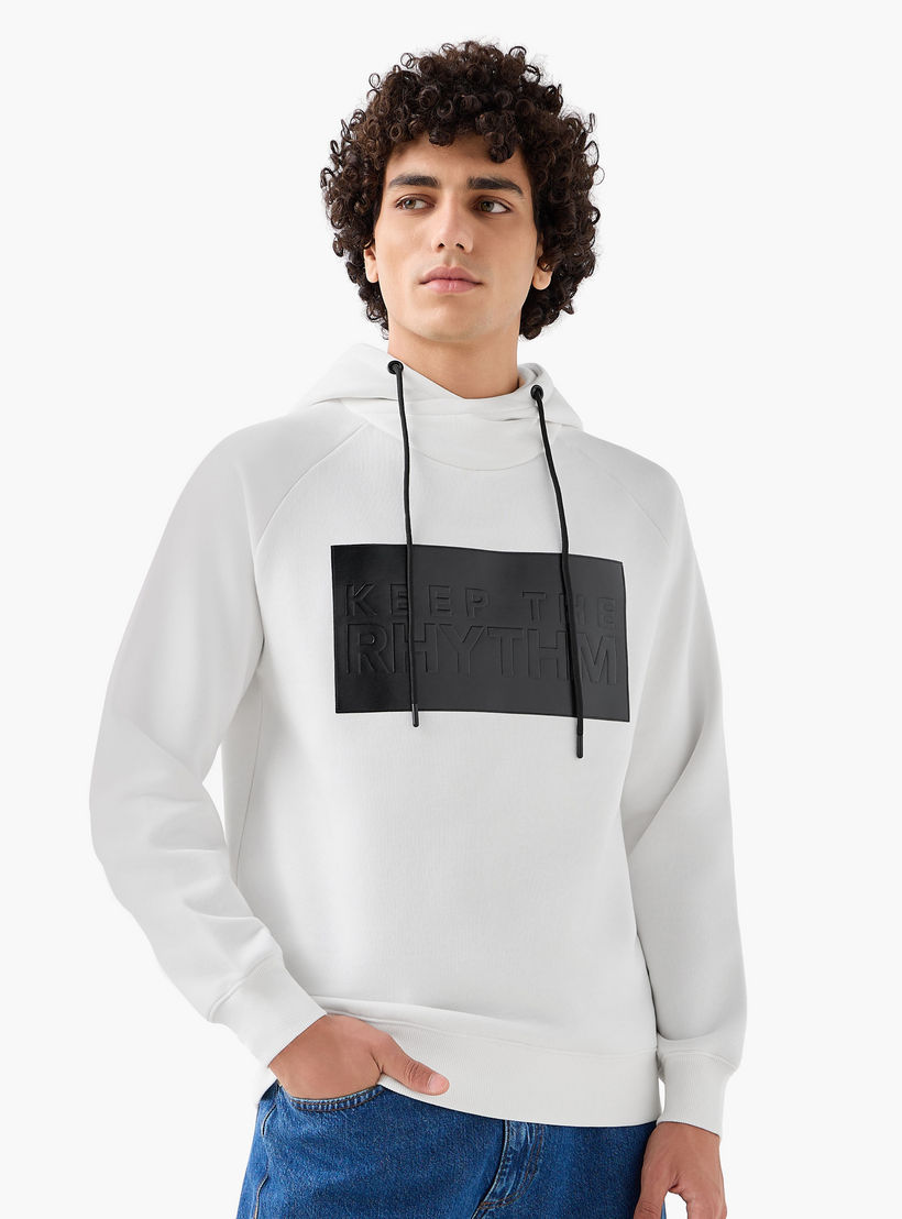 Men Slogan Applique Funnel Neck Hoodie-men-winterwear-hoodiesandsweatshirts-image-1