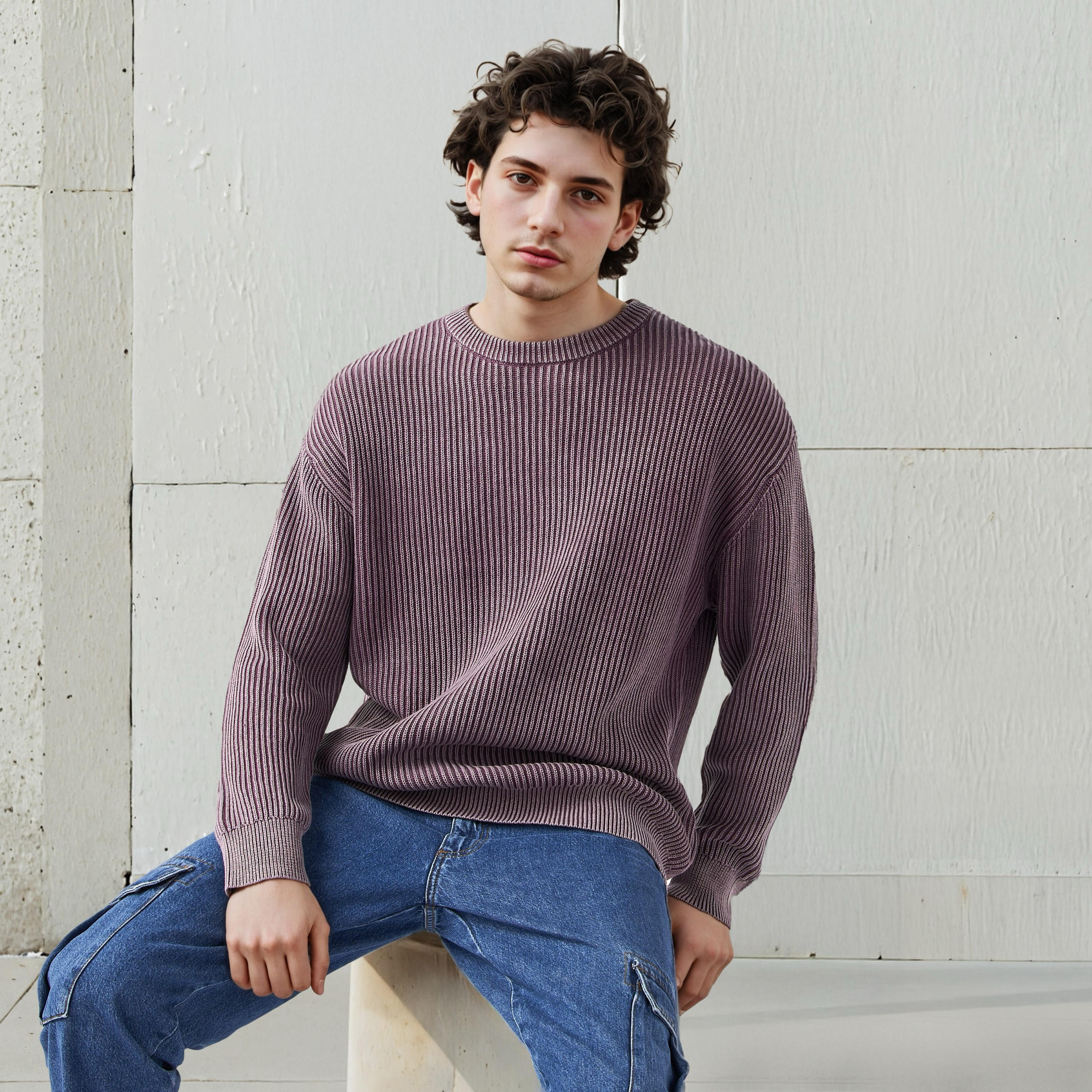كنزة بارزة الملمس-men-clothing-sweatersandpullovers-image-1