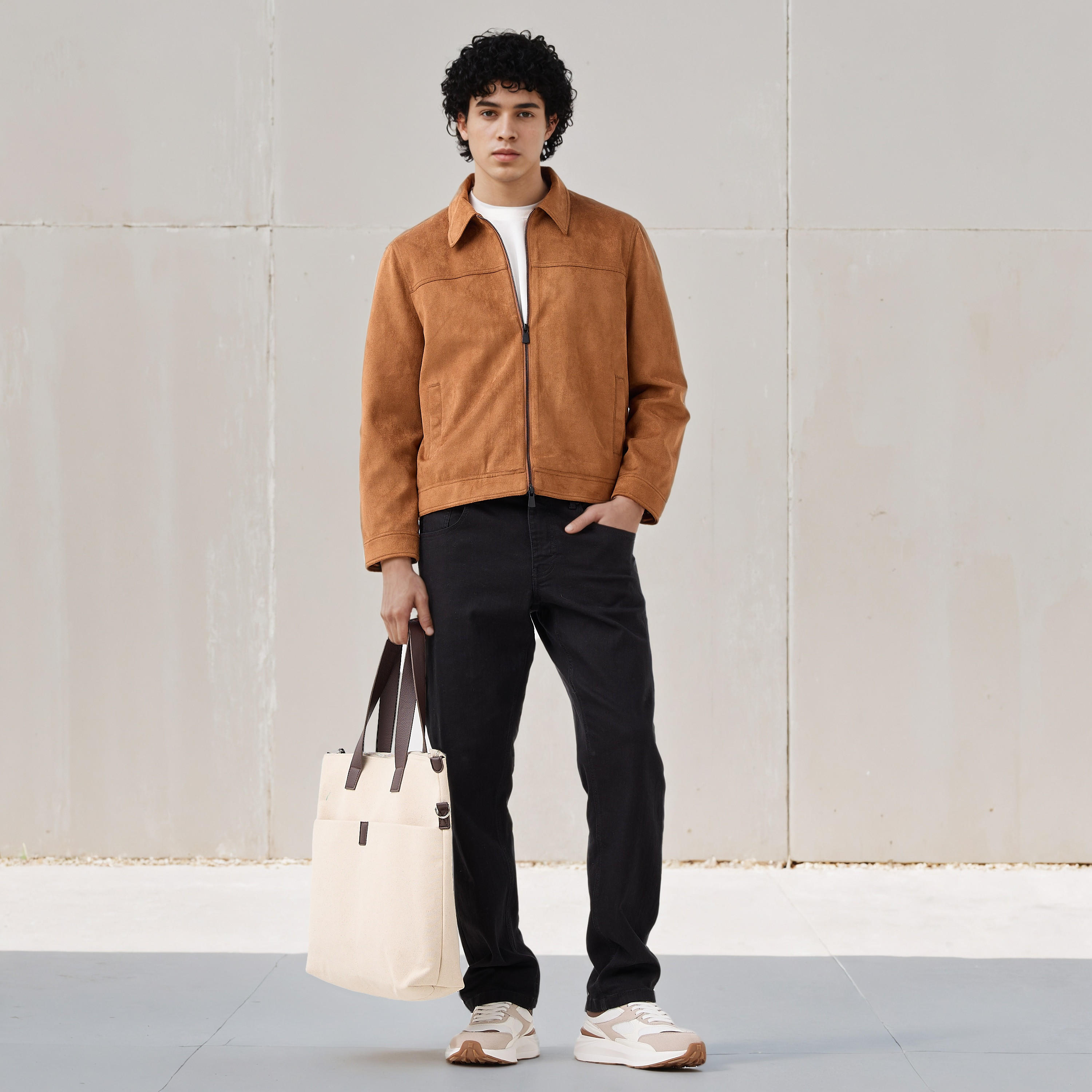 جاكيت تراكر جلد سويدي بقصة عادية للرجال-men-clothing-jacketsandblazers-jackets-image-2