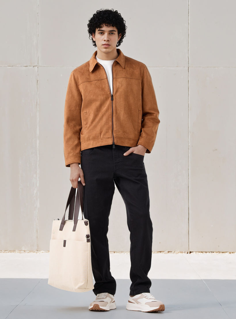 جاكيت تراكر جلد سويدي بقصة عادية للرجال-men-clothing-jacketsandblazers-jackets-image-2