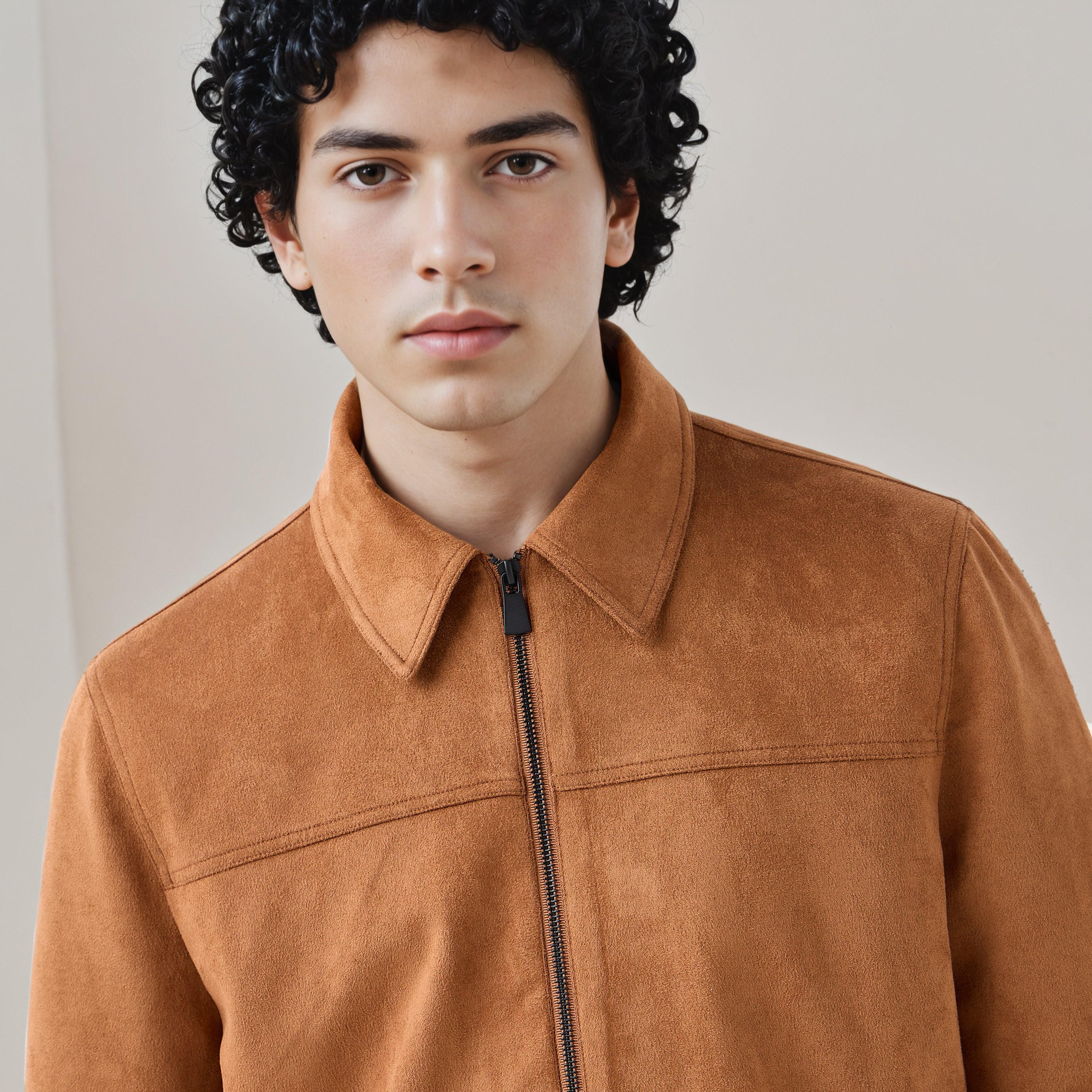 جاكيت تراكر جلد سويدي بقصة عادية للرجال-men-clothing-jacketsandblazers-jackets-image-4