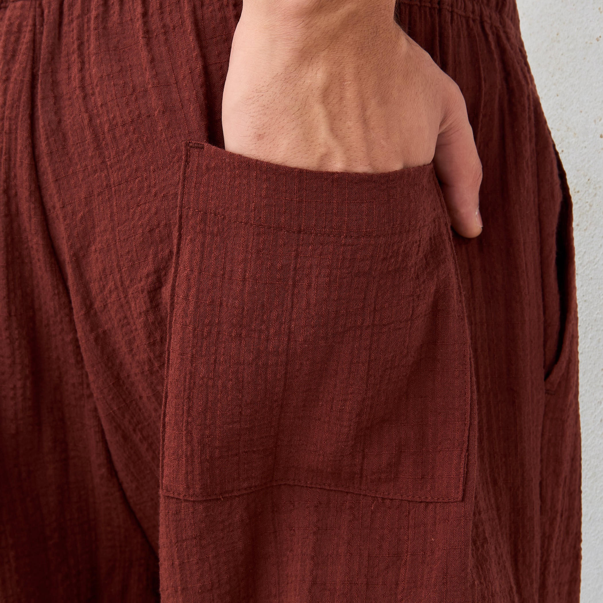 Jacquard Textured Regular Fit Linen Blend Shorts with Pockets-men-clothing-bottoms-shorts-image-5