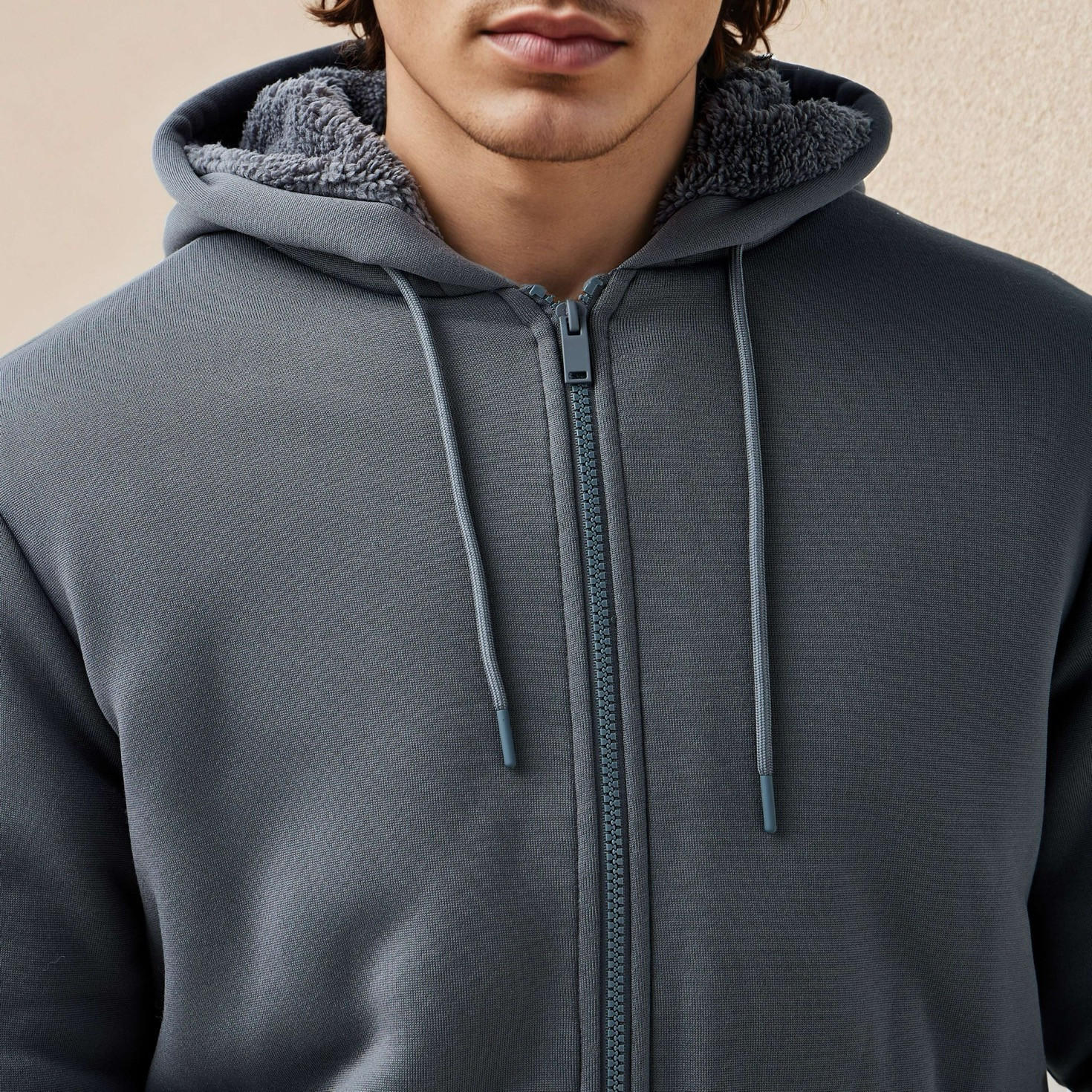 جاكيت شيربا بقبعة وسحاب إغلاق للرجال-men-clothing-jacketsandblazers-jackets-image-1