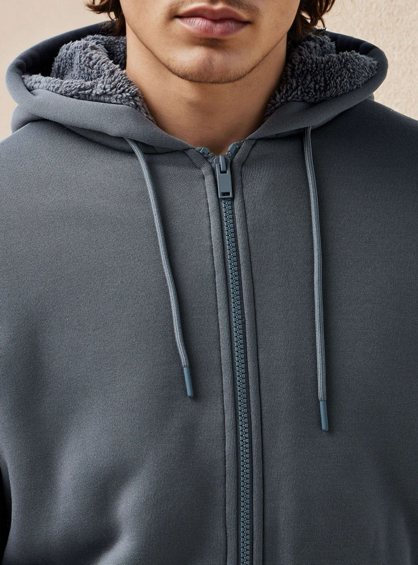 جاكيت شيربا بقبعة وسحاب إغلاق للرجال-men-clothing-jacketsandblazers-jackets-image-1