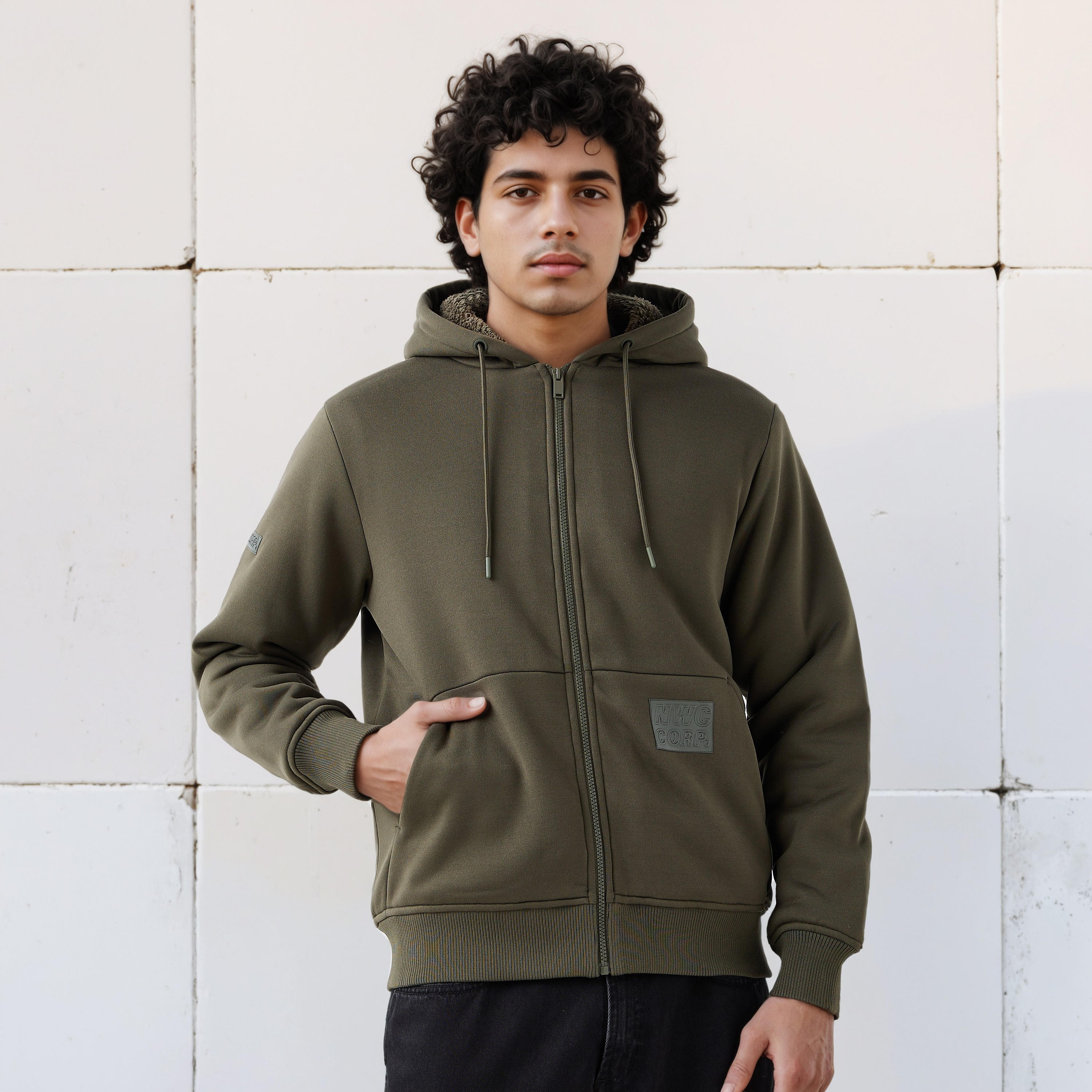 Men Sherpa Zip Through Hooded Jacket-men-clothing-jacketsandblazers-jackets-image-1