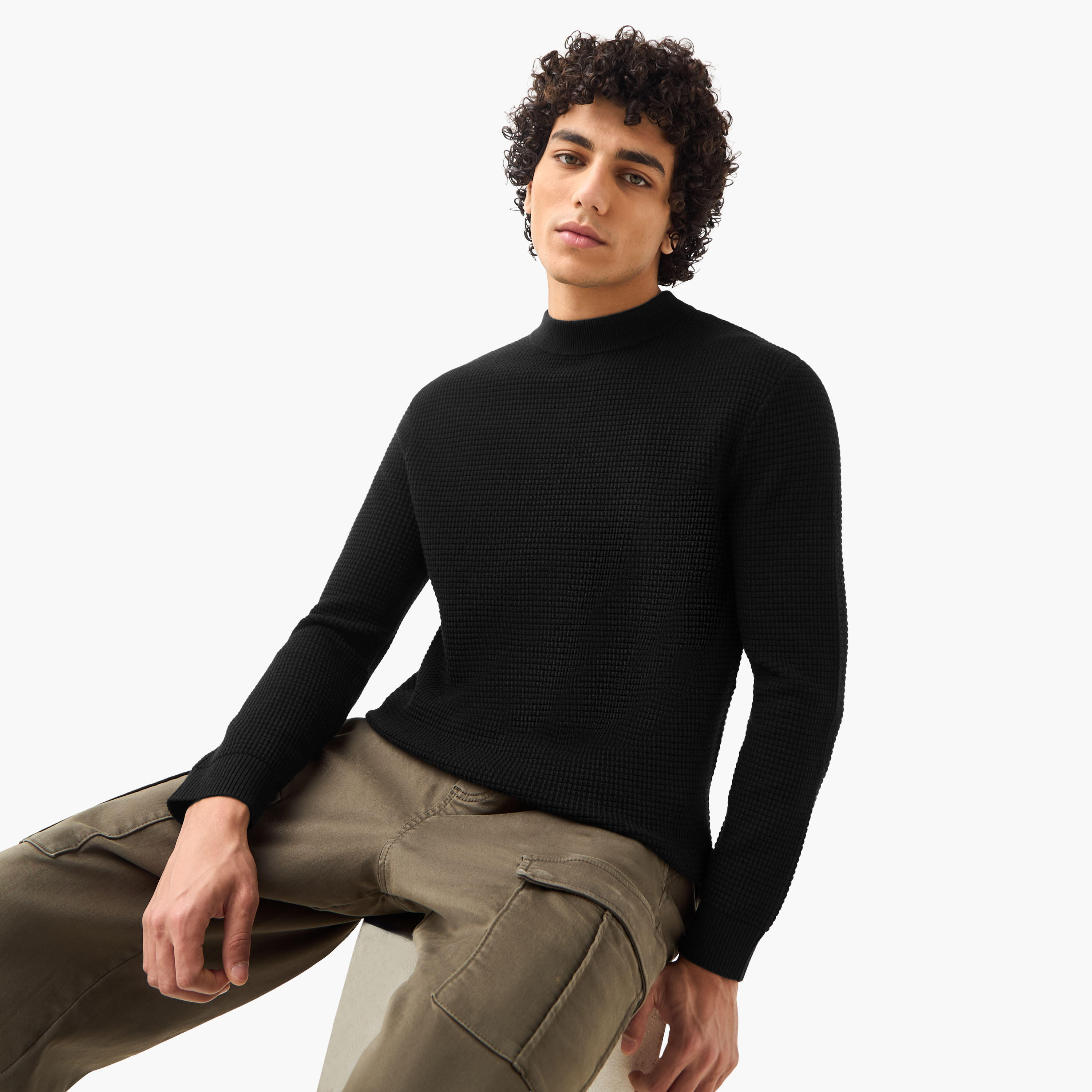 كنزة بارزة الملمس بياقة عالية للرجال-men-clothing-sweatersandpullovers-image-5