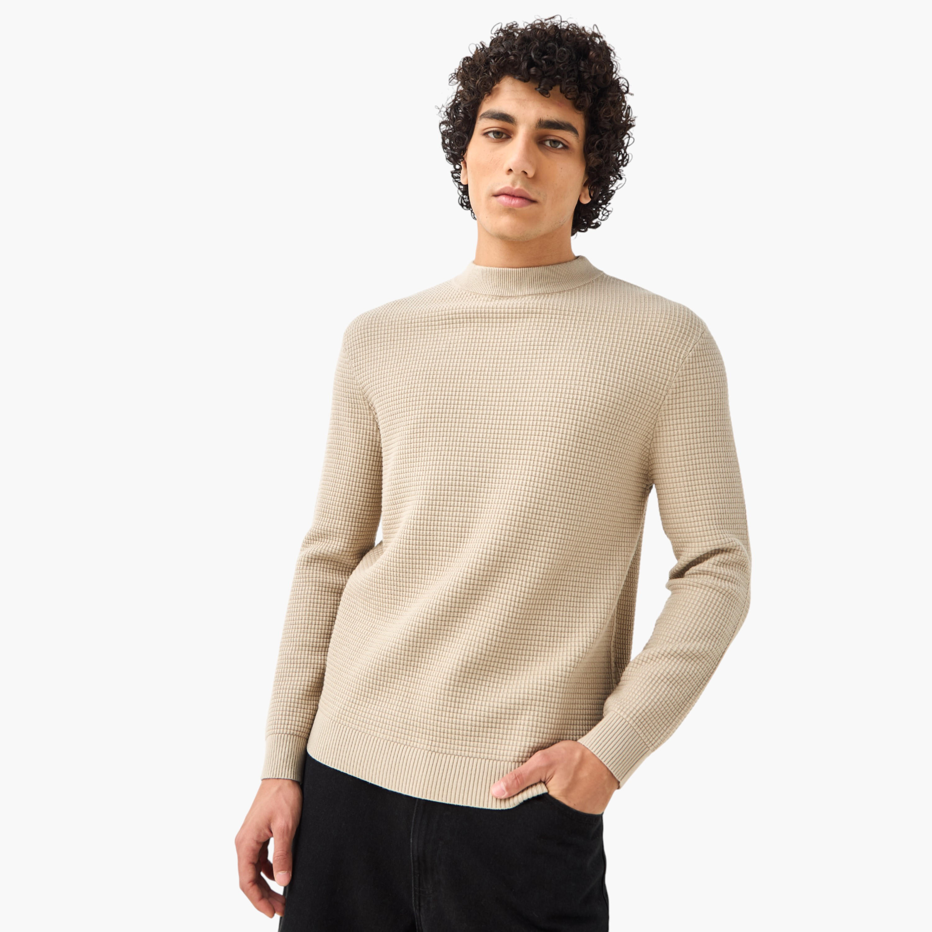 كنزة بارزة الملمس بياقة عالية للرجال-men-clothing-sweatersandpullovers-image-5