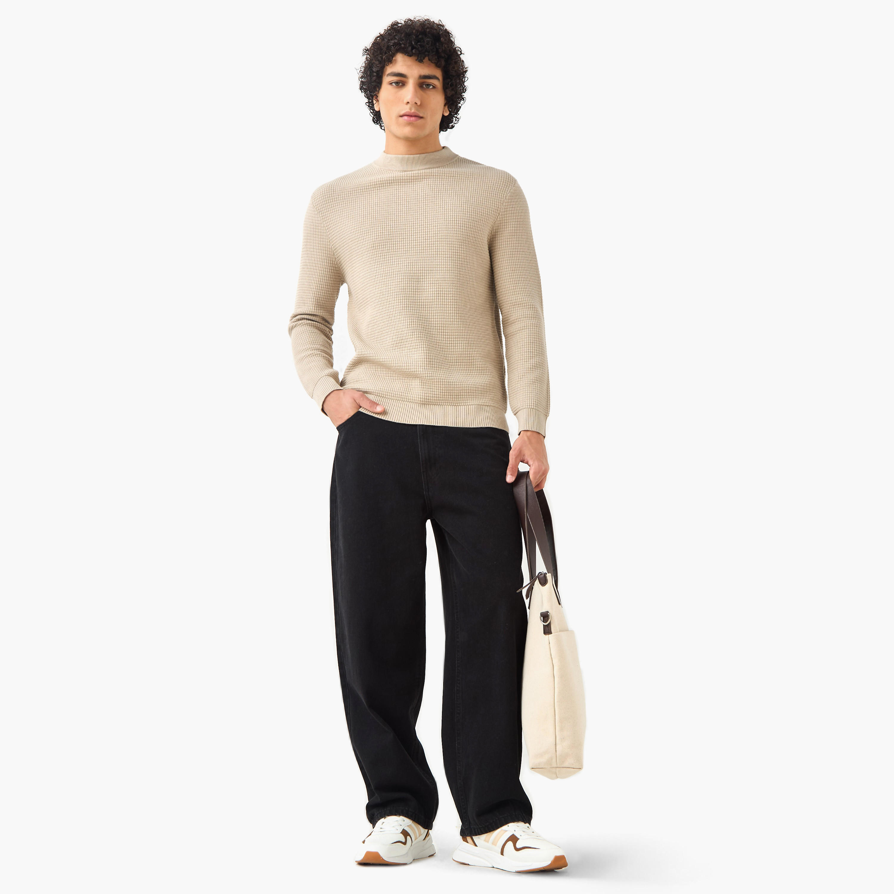 كنزة بارزة الملمس بياقة عالية للرجال-men-clothing-sweatersandpullovers-image-1
