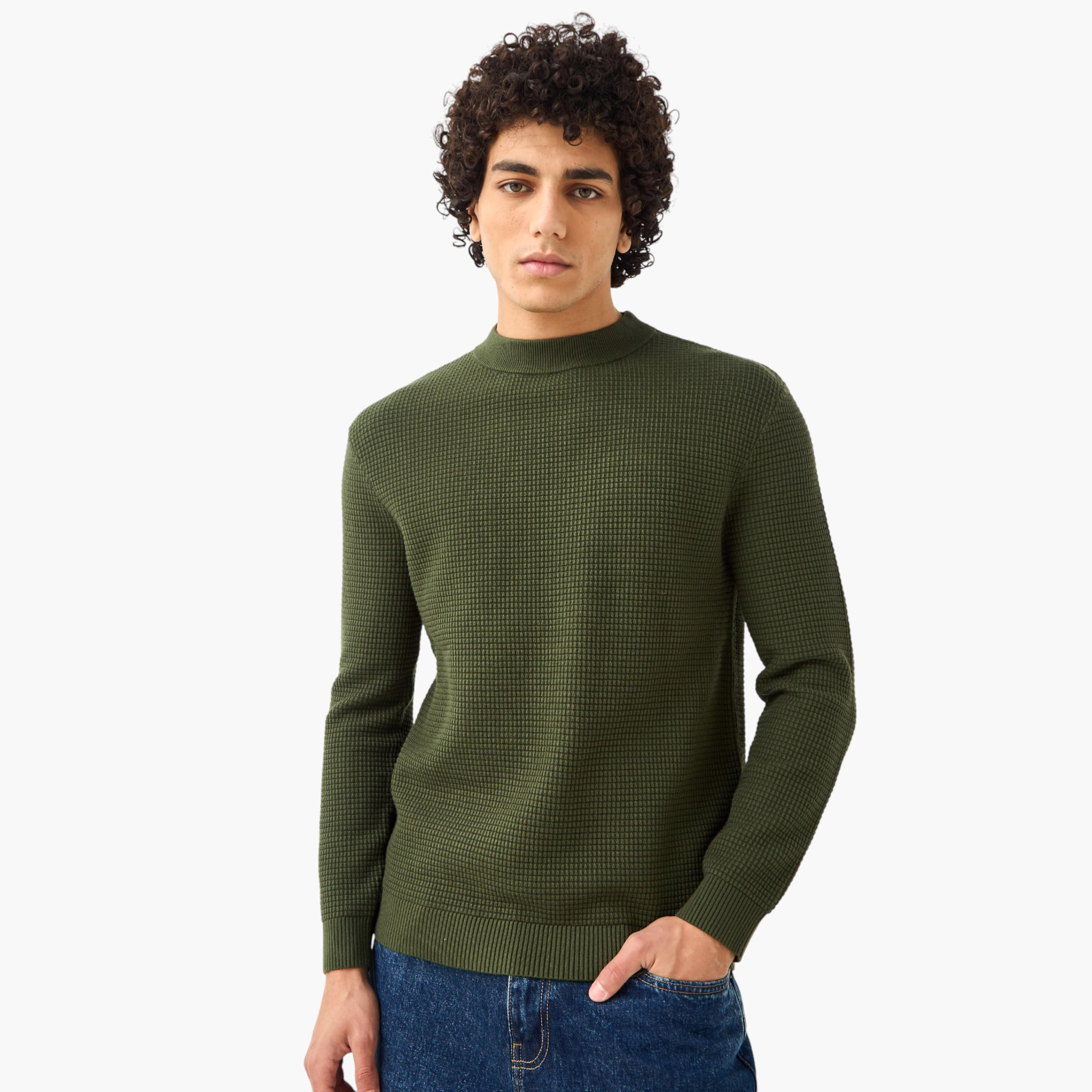 كنزة بارزة الملمس بياقة عالية للرجال-men-clothing-sweatersandpullovers-image-5
