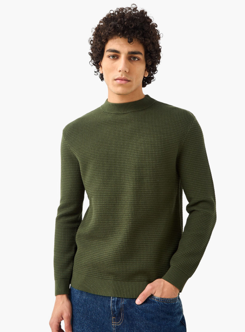 Men High Neck Textured Sweater-men-clothing-sweatersandpullovers-image-2