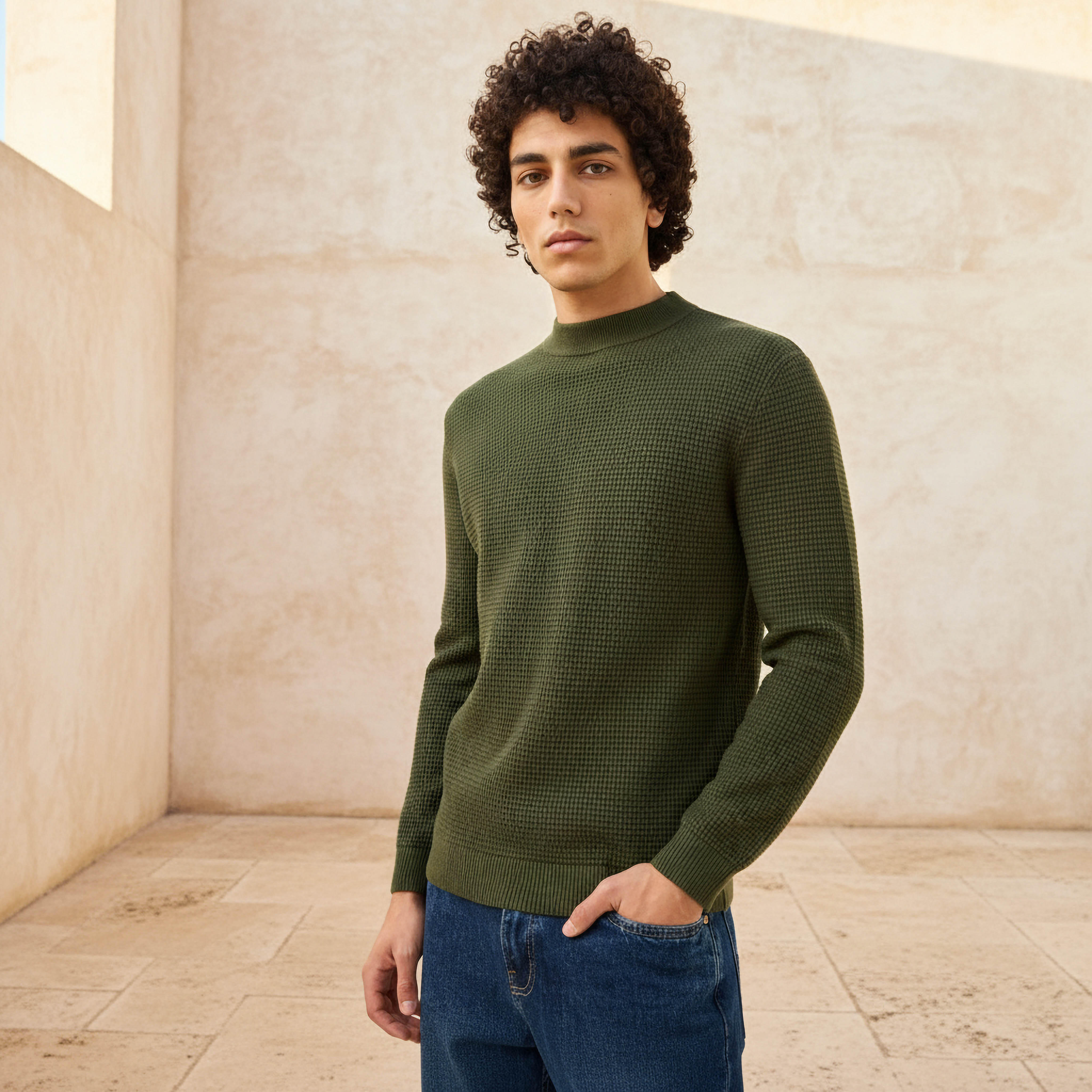 كنزة بارزة الملمس بياقة عالية للرجال-men-clothing-sweatersandpullovers-image-6