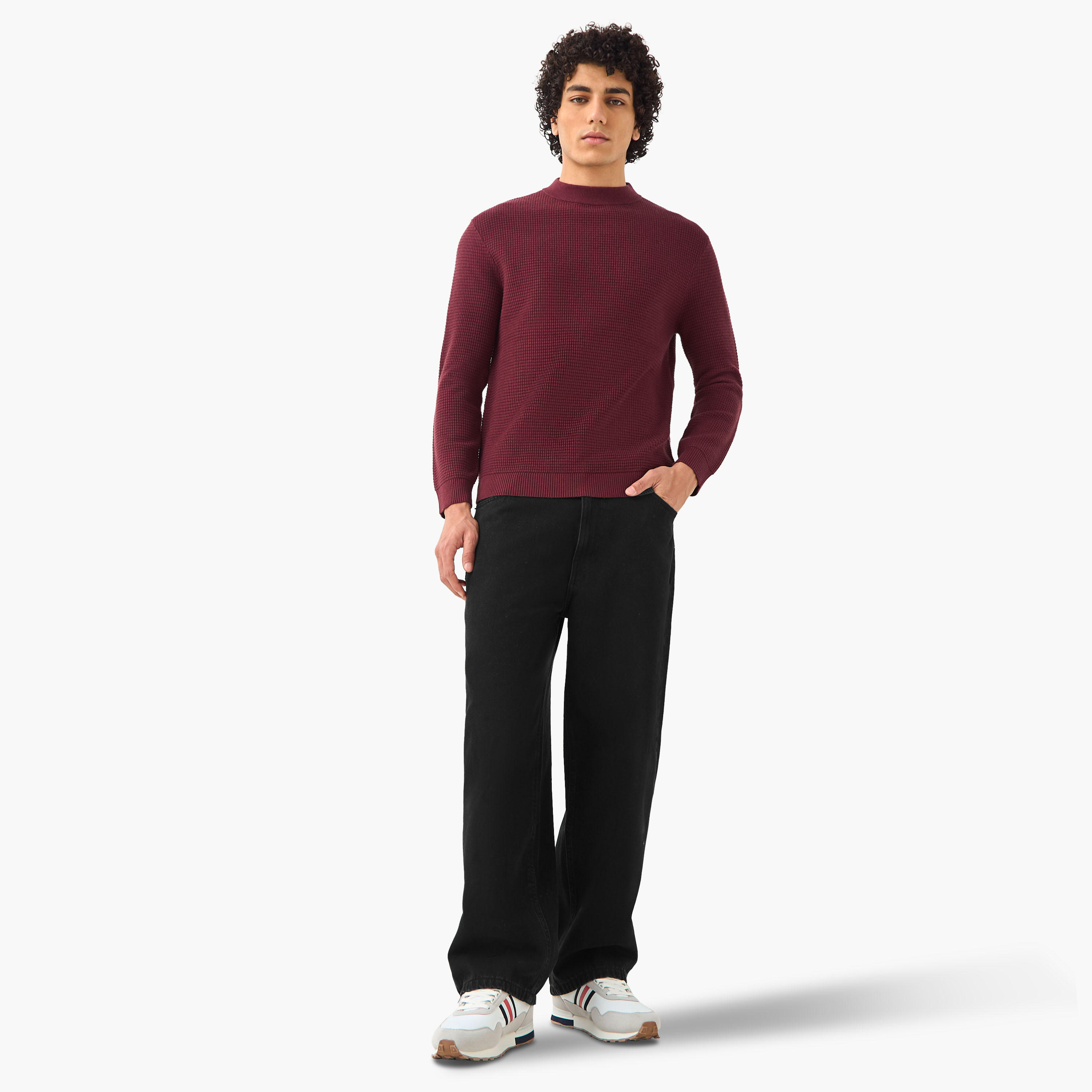 كنزة بارزة الملمس بياقة عالية للرجال-men-clothing-sweatersandpullovers-image-1
