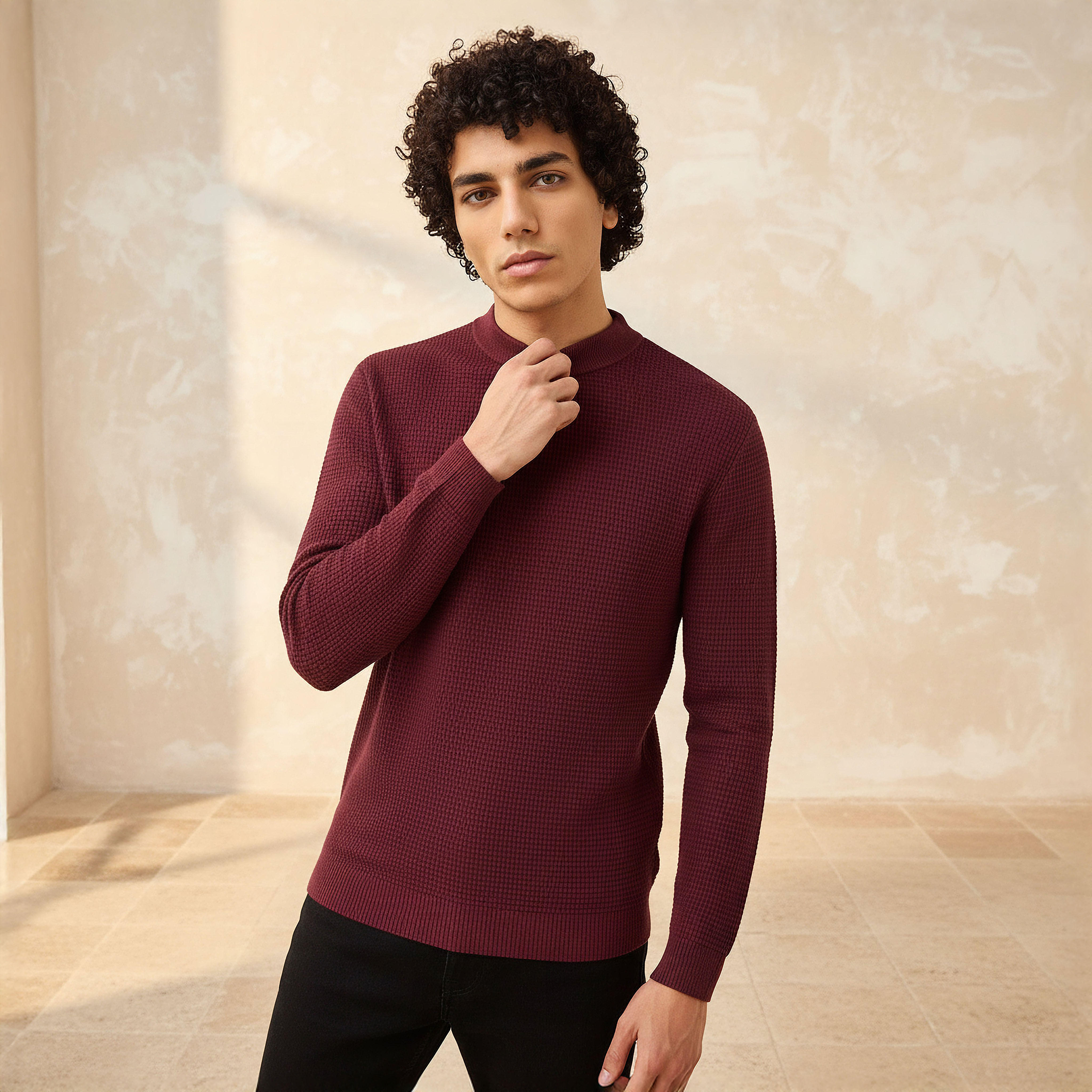 كنزة بارزة الملمس بياقة عالية للرجال-men-clothing-sweatersandpullovers-image-6