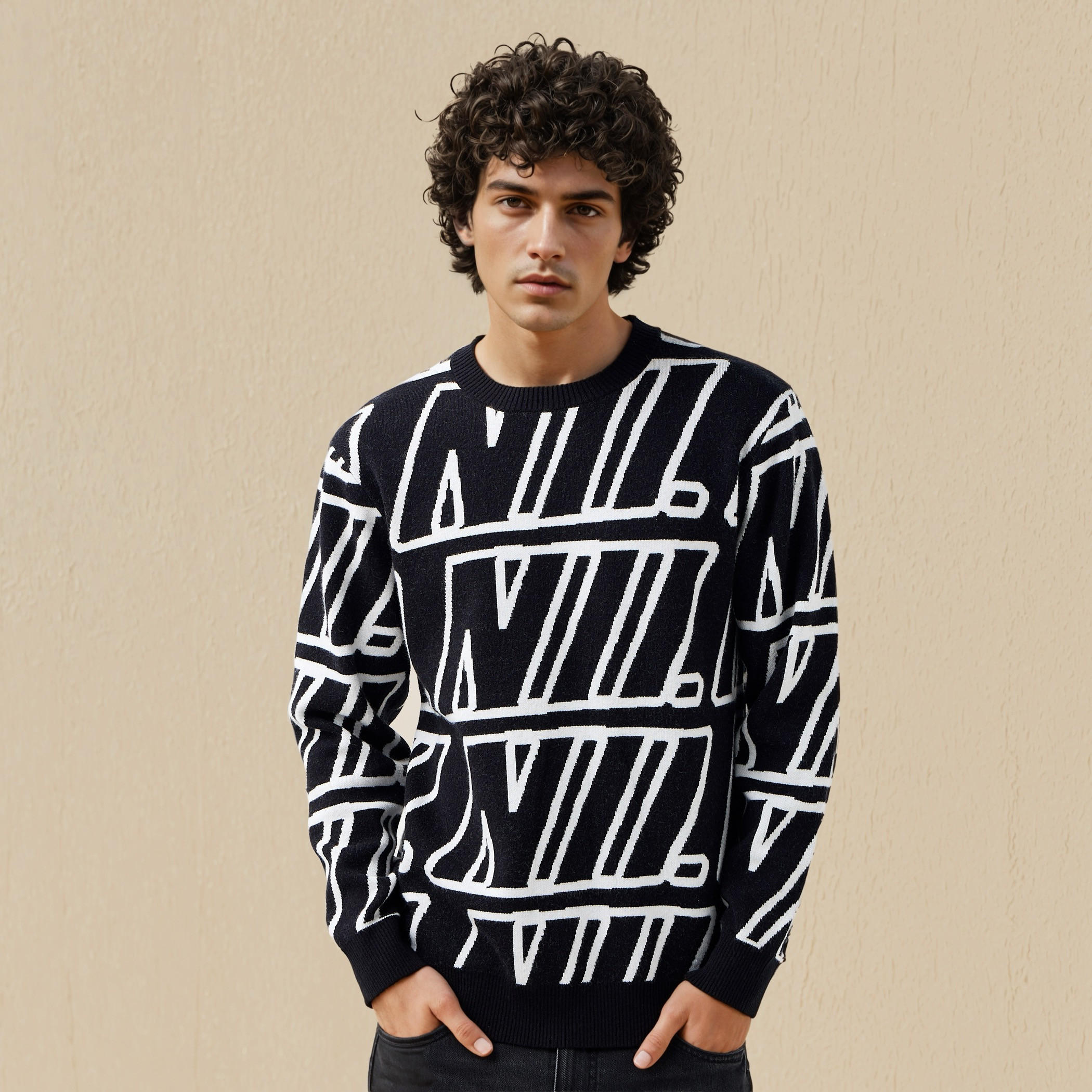 كنزة بطبعات وياقة ضيقة للرجال-men-clothing-sweatersandpullovers-image-5