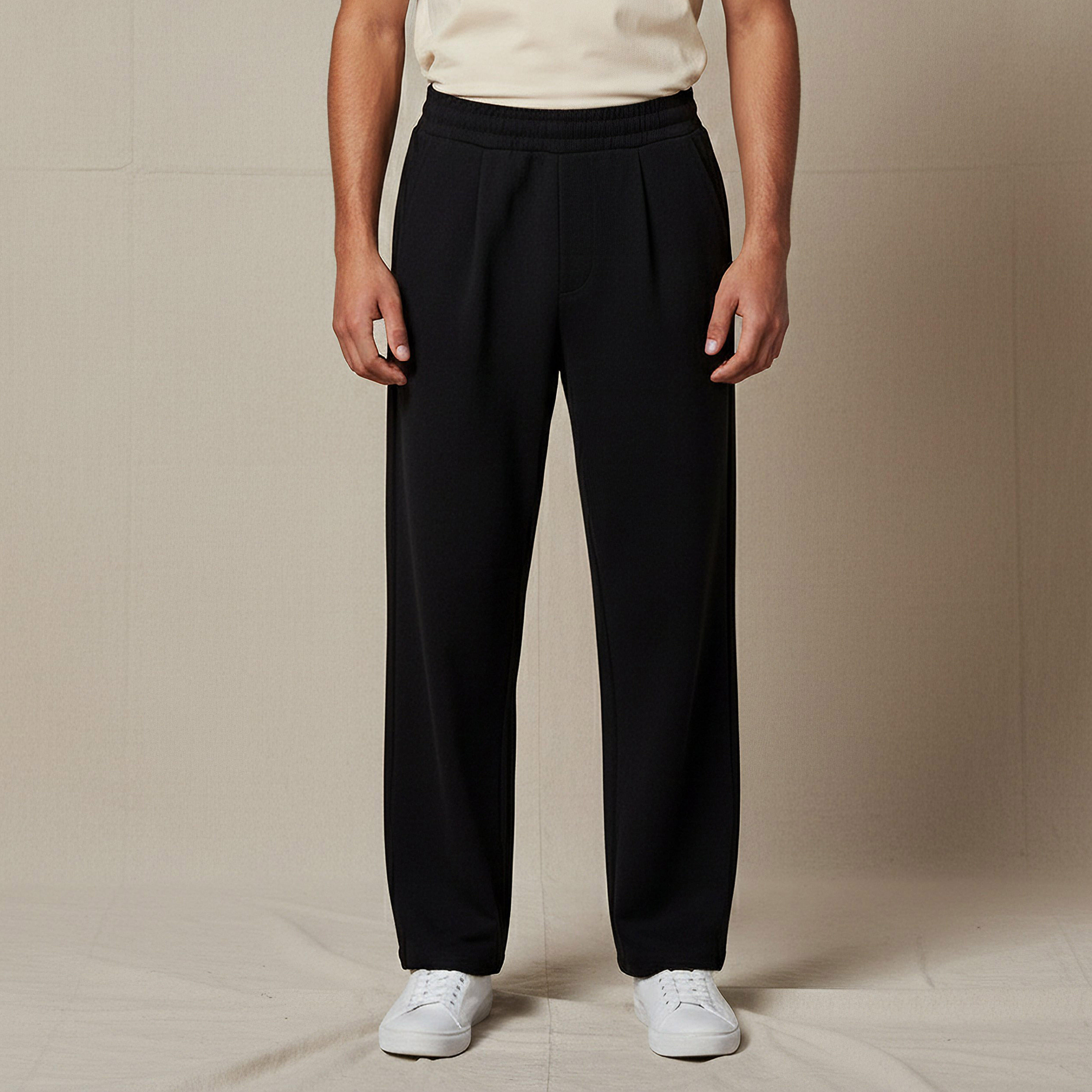 Men Straight Fit Track Pants with Pockets-men-clothing-bottoms-joggers-image-1