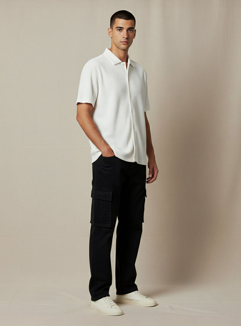 Men Regular Fit Crew Neck Short Sleeve Textured Shirt-men-clothing-tshirtsandpolos-tshirts-image-2