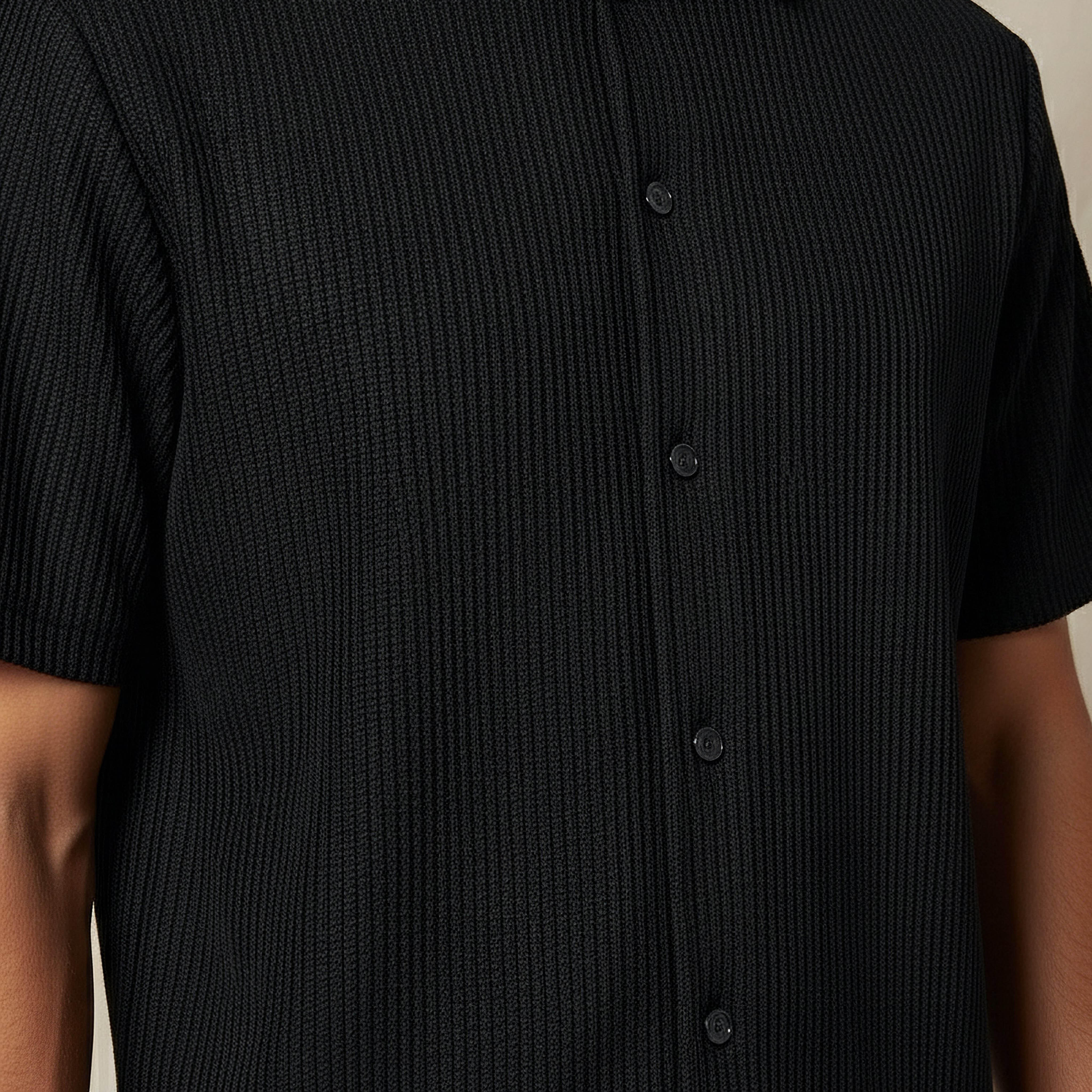 Men Regular Fit Crew Neck Short Sleeve Textured Shirt-men-clothing-tshirtsandpolos-tshirts-image-4