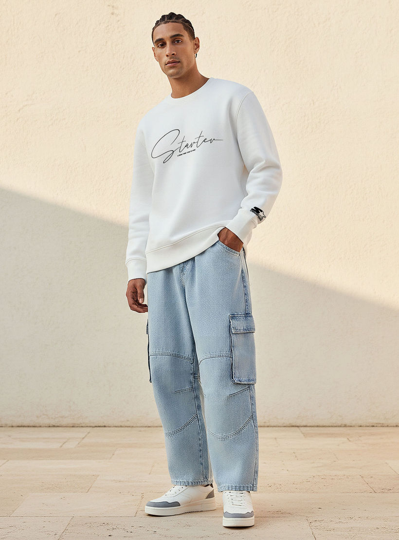 Starter Men Regular Fit Logo Print Sweatshirt-men-winterwear-hoodiesandsweatshirts-image-2