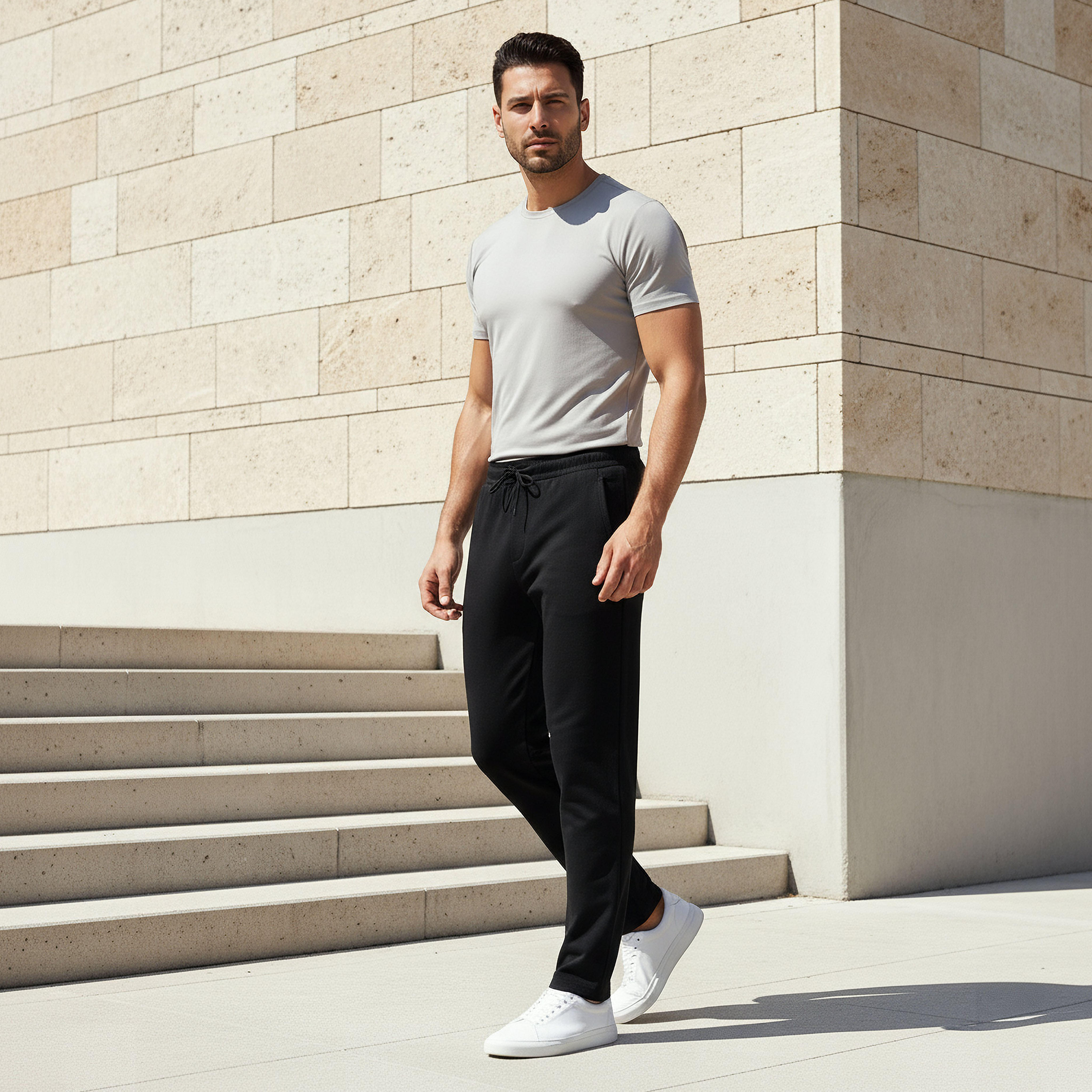 بنطلون رياضي بقصة مستقيمة وجيوب للرجال-men-clothing-bottoms-joggers-image-4