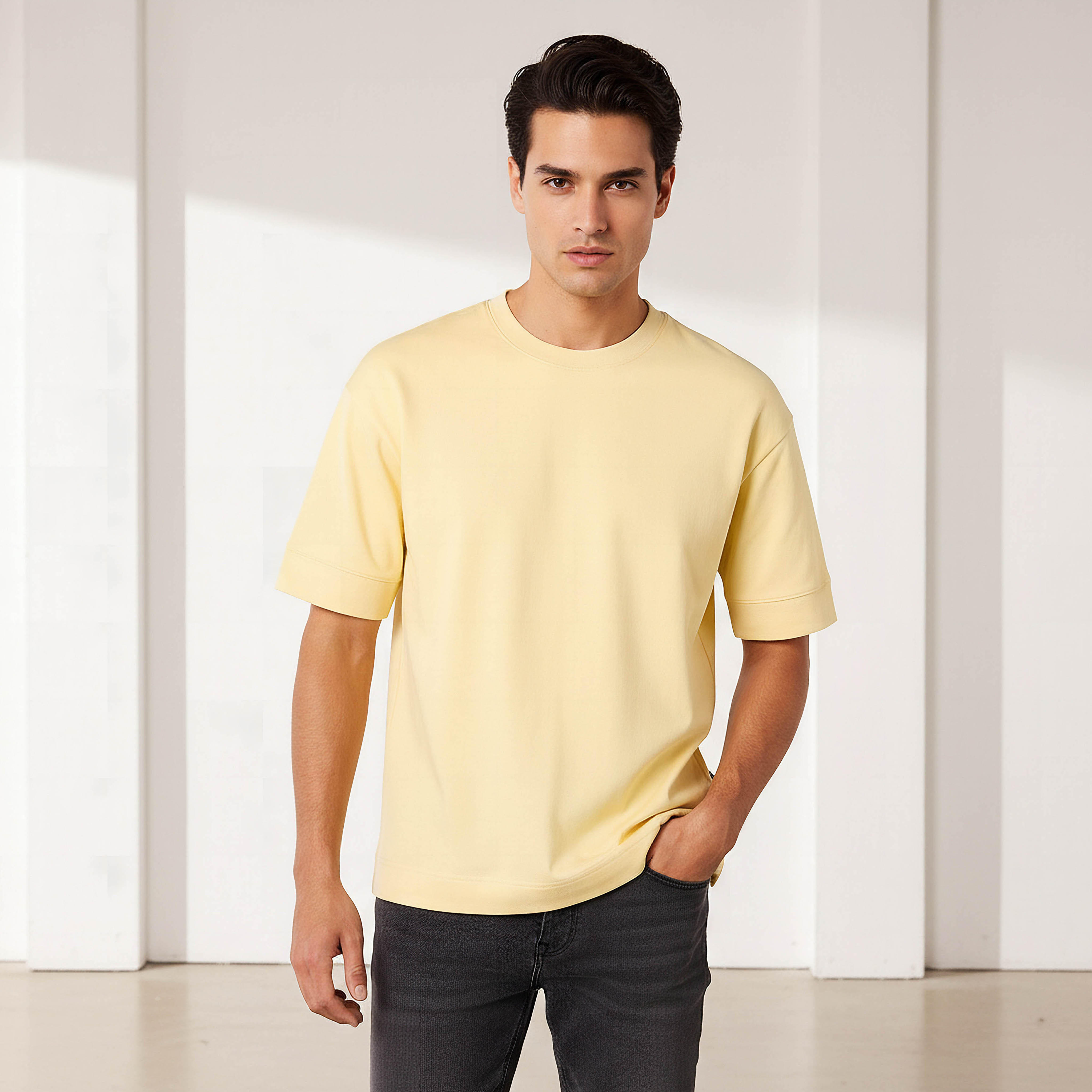 Men Crew Neck Short Sleeves Boxy T-shirt-men-clothing-tshirtsandpolos-tshirts-image-1