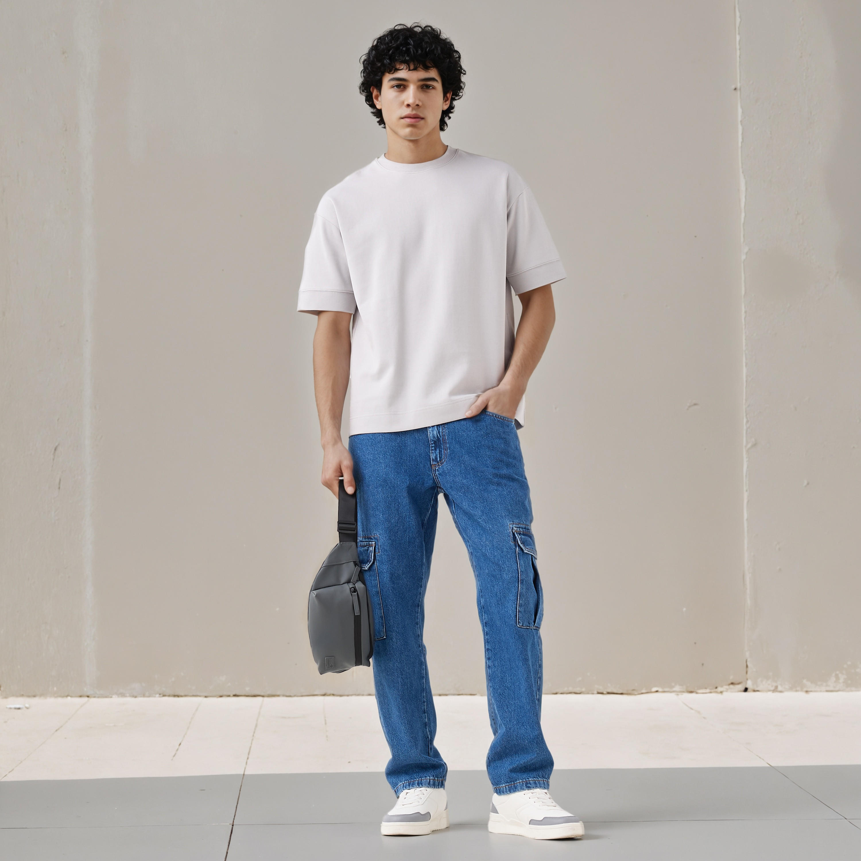 تيشيرت بوكسي رجالي بياقة ضيقة وأكمام قصيرة-men-clothing-tshirtsandpolos-tshirts-image-4