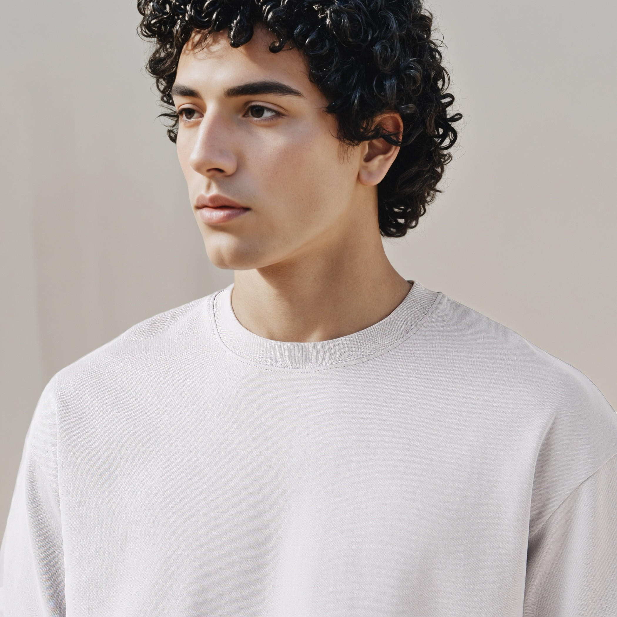 تيشيرت بوكسي رجالي بياقة ضيقة وأكمام قصيرة-men-clothing-tshirtsandpolos-tshirts-image-2