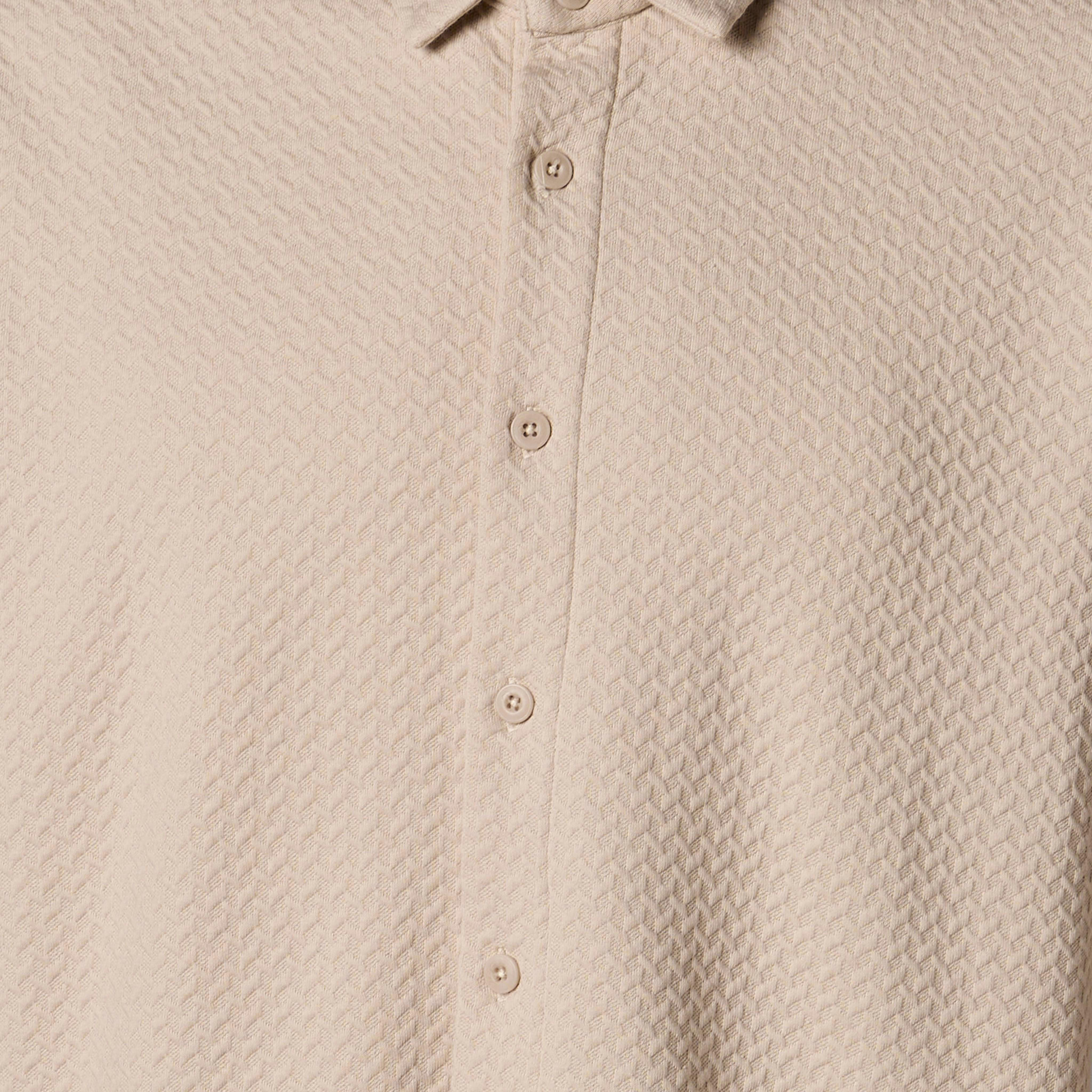 Men Regular Fit Collared Jacquard Textured Long Sleeve Shirt-men-clothing-shirts-image-4