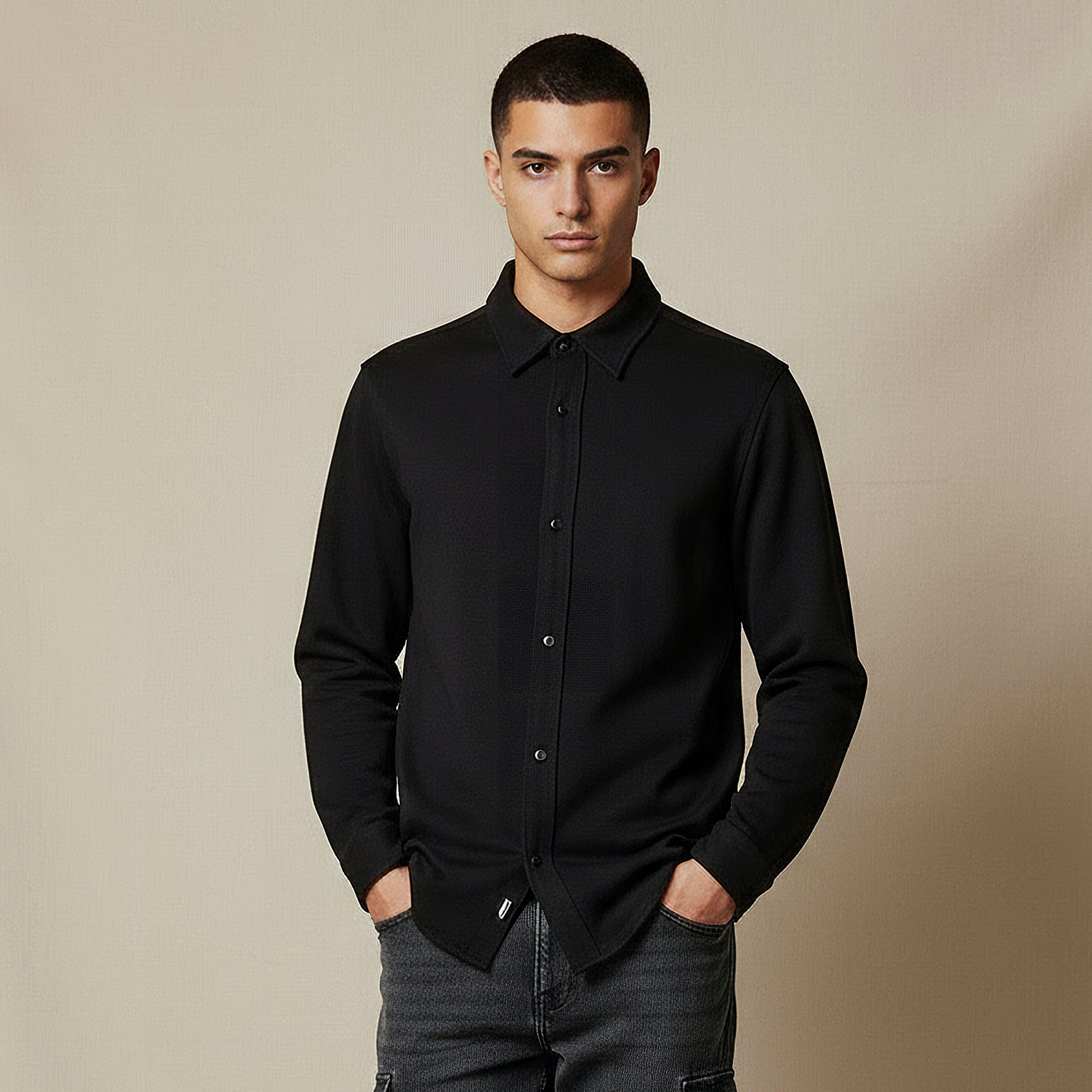 قميص بقصّة عادية وياقة عادية وأكمام طويلة للرجال-men-clothing-shirts-image-4