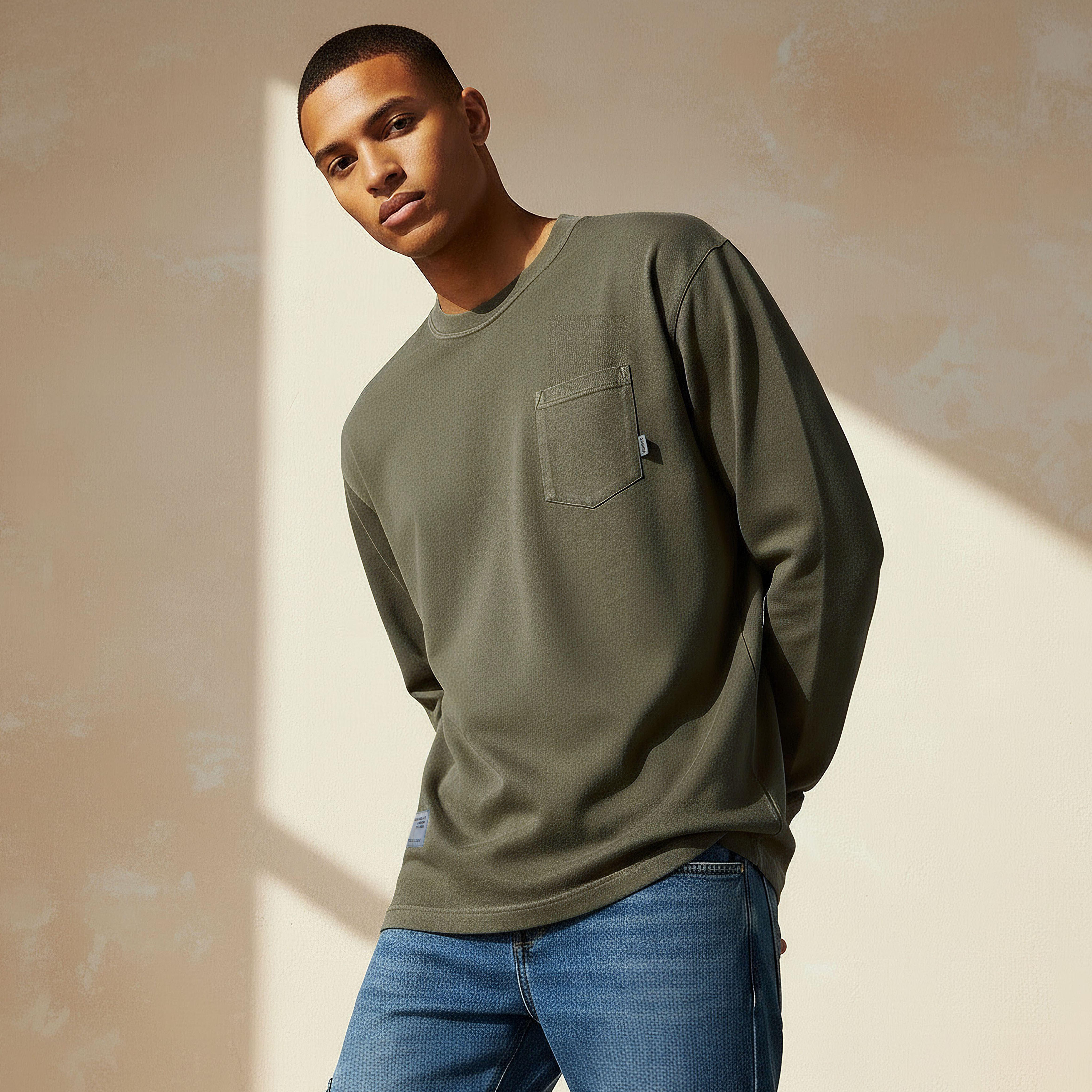 Men Regular Fit Crew Neck Long Sleeve Chest Pocket T-shirt-men-clothing-tshirtsandpolos-tshirts-image-1