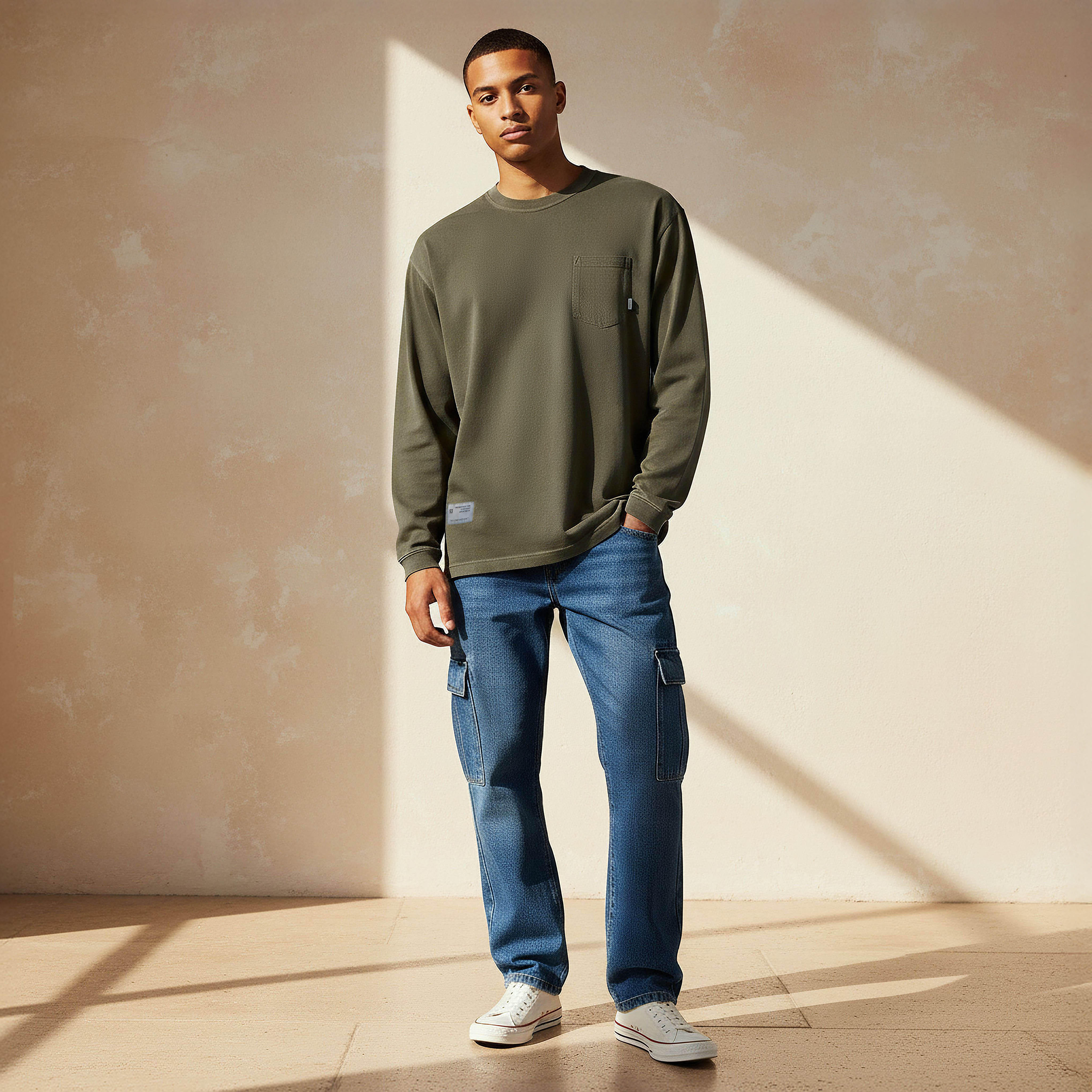 Men Regular Fit Crew Neck Long Sleeve Chest Pocket T-shirt-men-clothing-tshirtsandpolos-tshirts-image-2