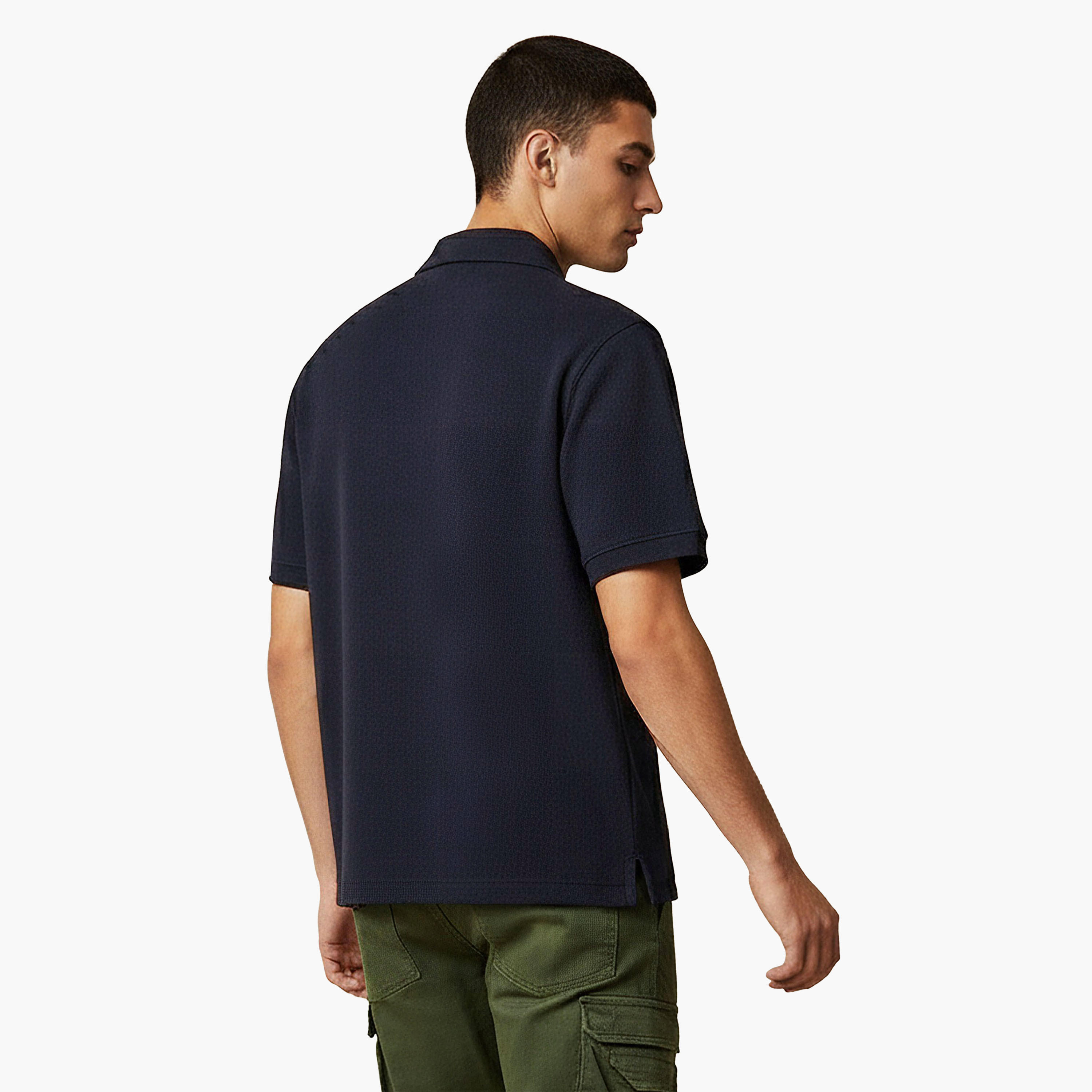 Men Regular Fit Collared Waffle Textured Short Sleeve Shirt-men-clothing-shirts-image-5