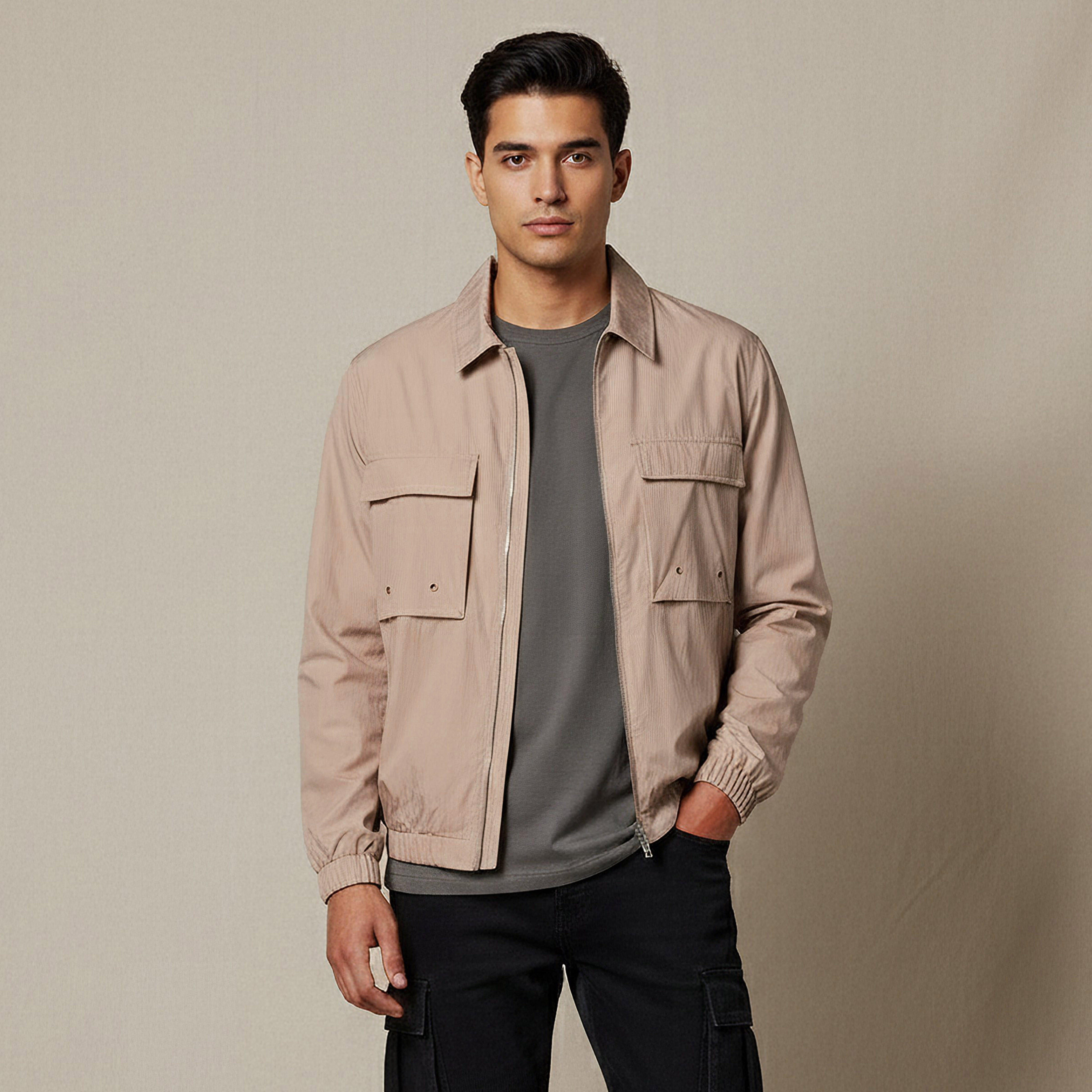 جاكيت بومبر رجالي بقصة عادية وسحاب إغلاق-men-clothing-jacketsandblazers-jackets-image-4