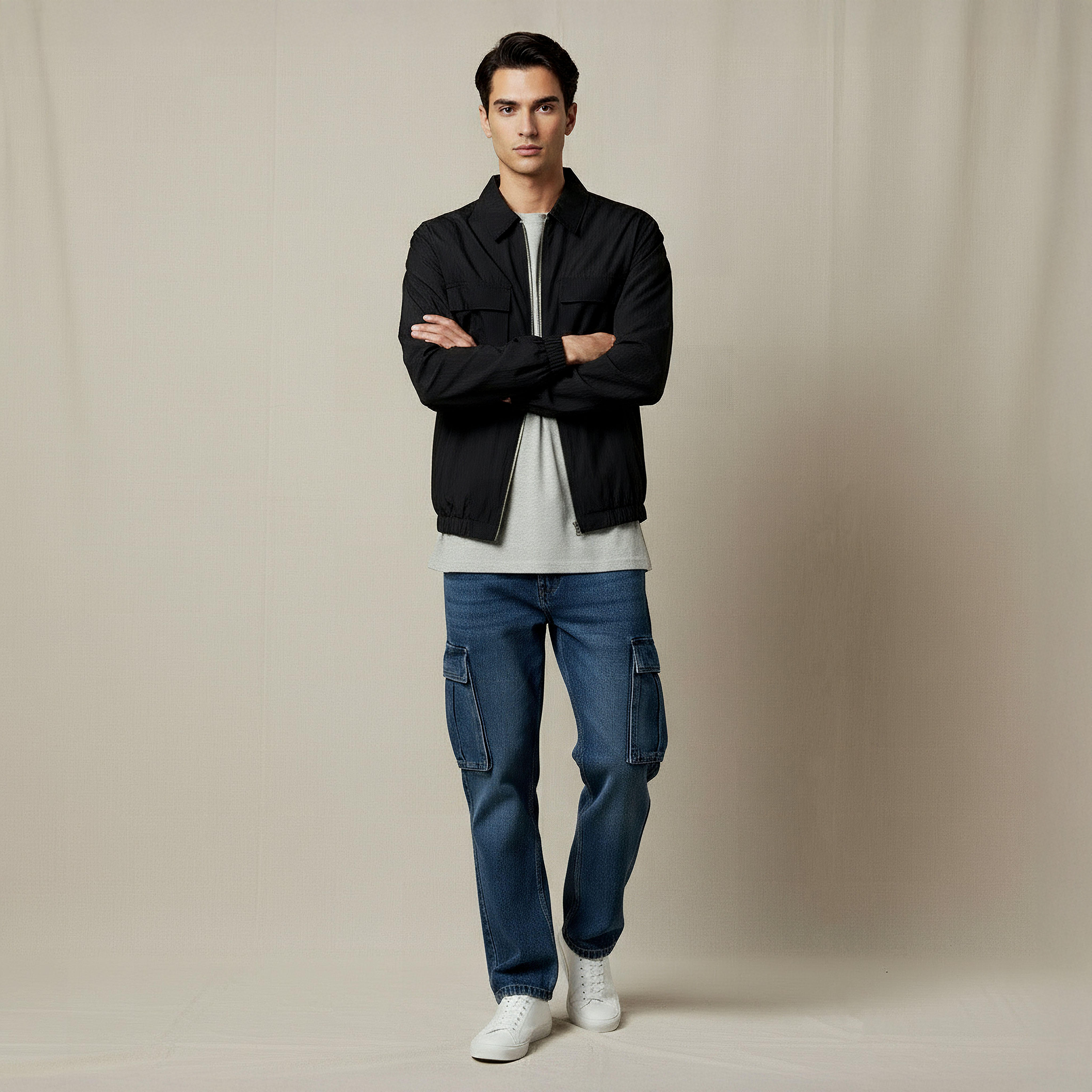 Men Regular Fit Zip Through Bomber Jacket-men-clothing-jacketsandblazers-jackets-image-2