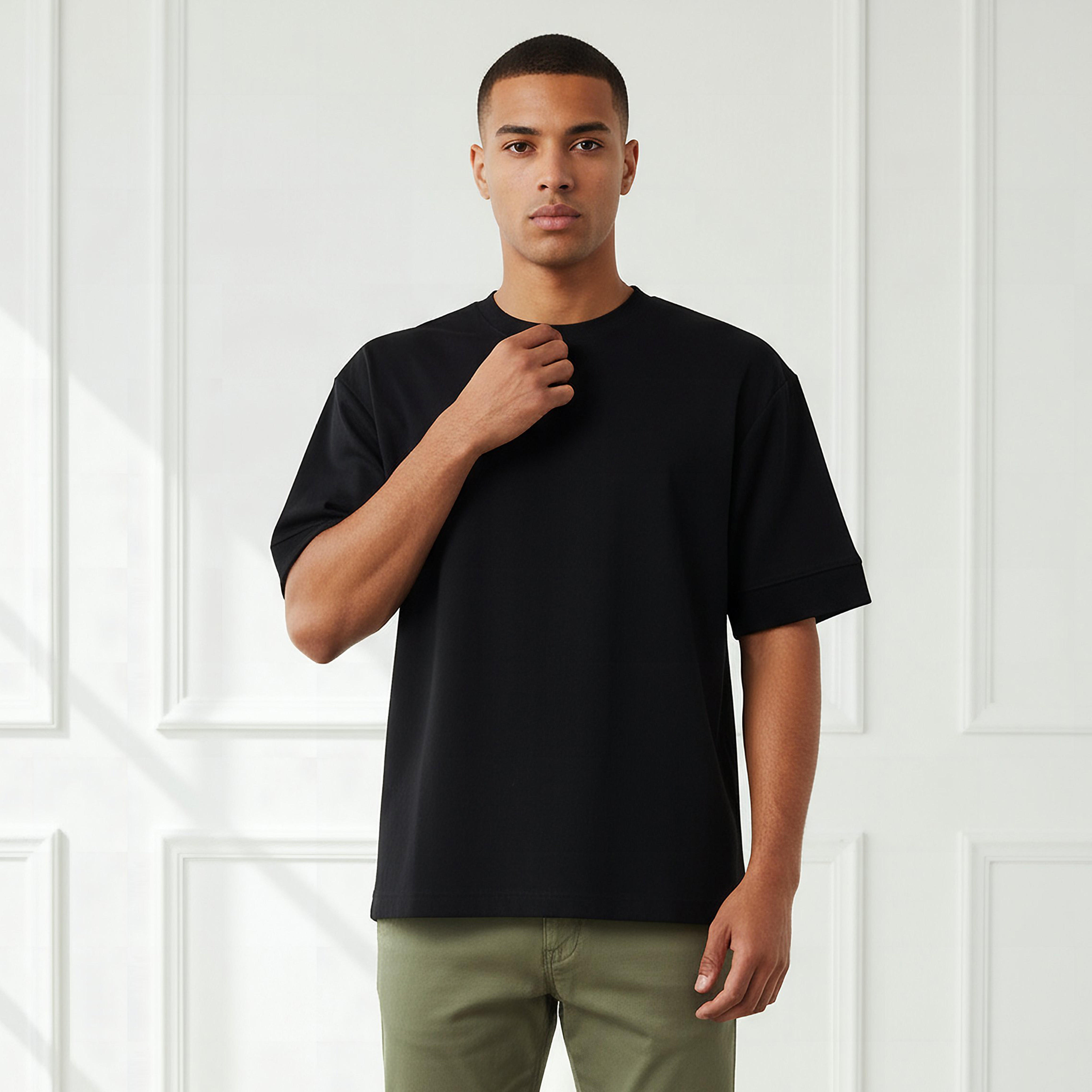 Men Relaxed Fit Crew Neck Short Sleeve Patch Detail T-shirt-men-clothing-tshirtsandpolos-tshirts-image-1