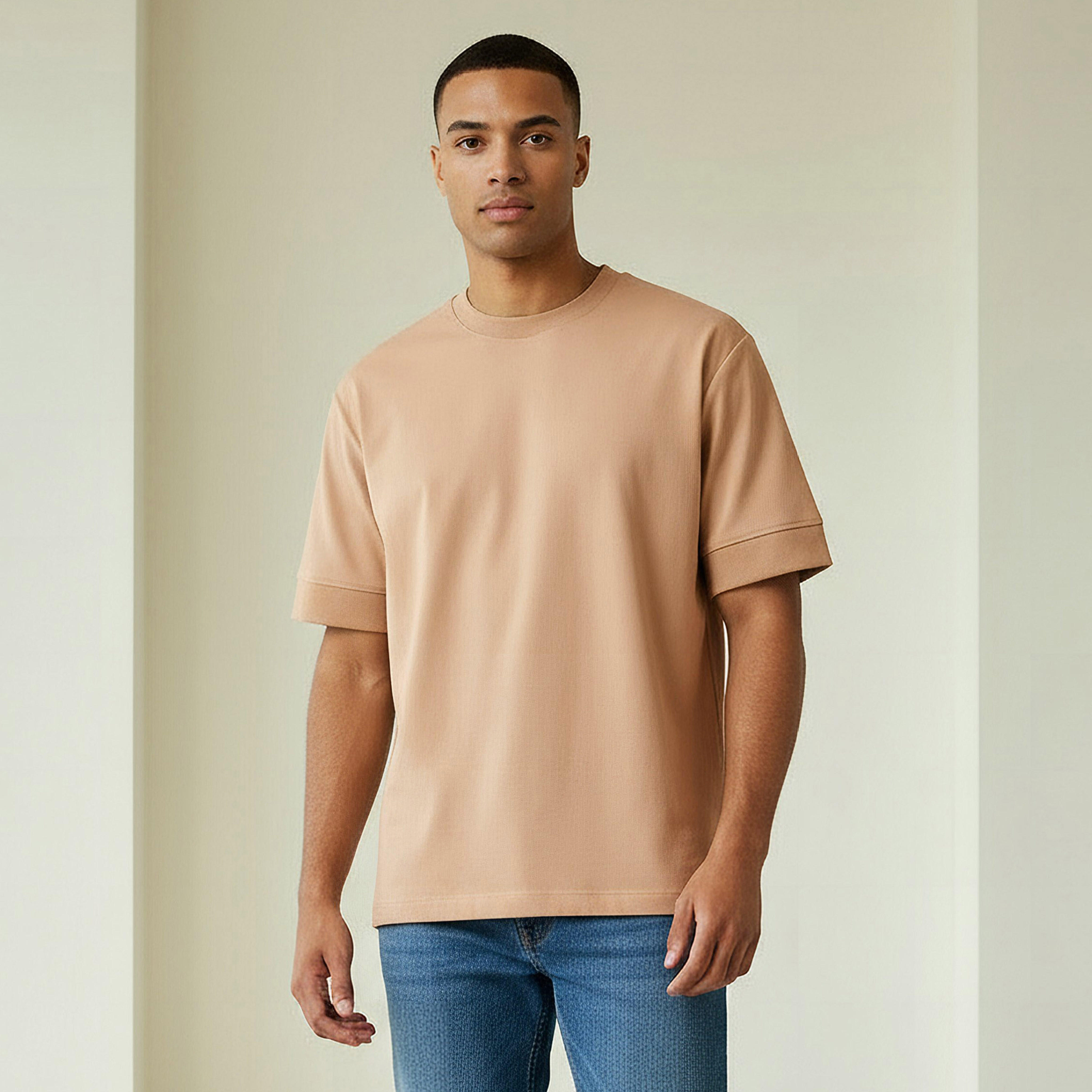 Men Relaxed Fit Crew Neck Short Sleeve Patch Detail T-shirt-men-clothing-tshirtsandpolos-tshirts-image-1
