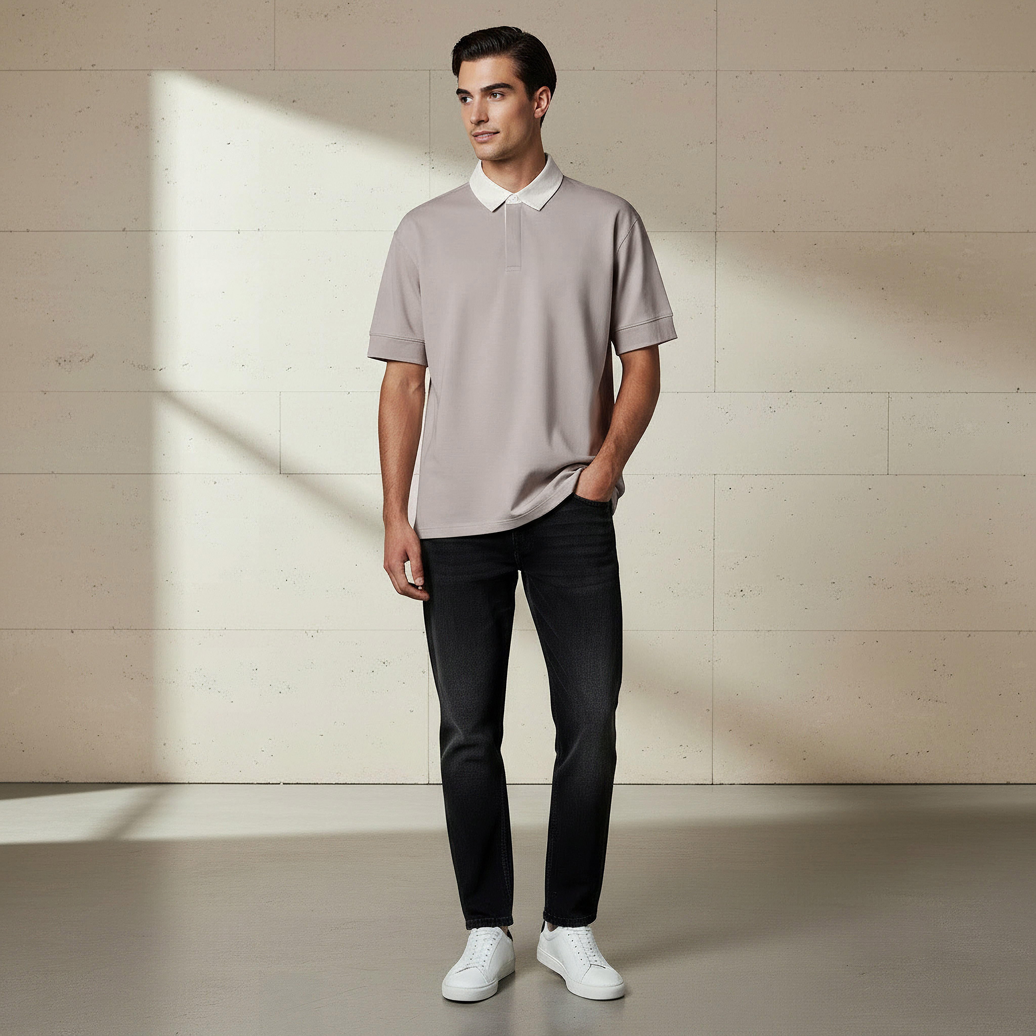 Men Short Sleeves Contast Collar Polo T-shirt-men-clothing-tshirtsandpolos-polos-image-2