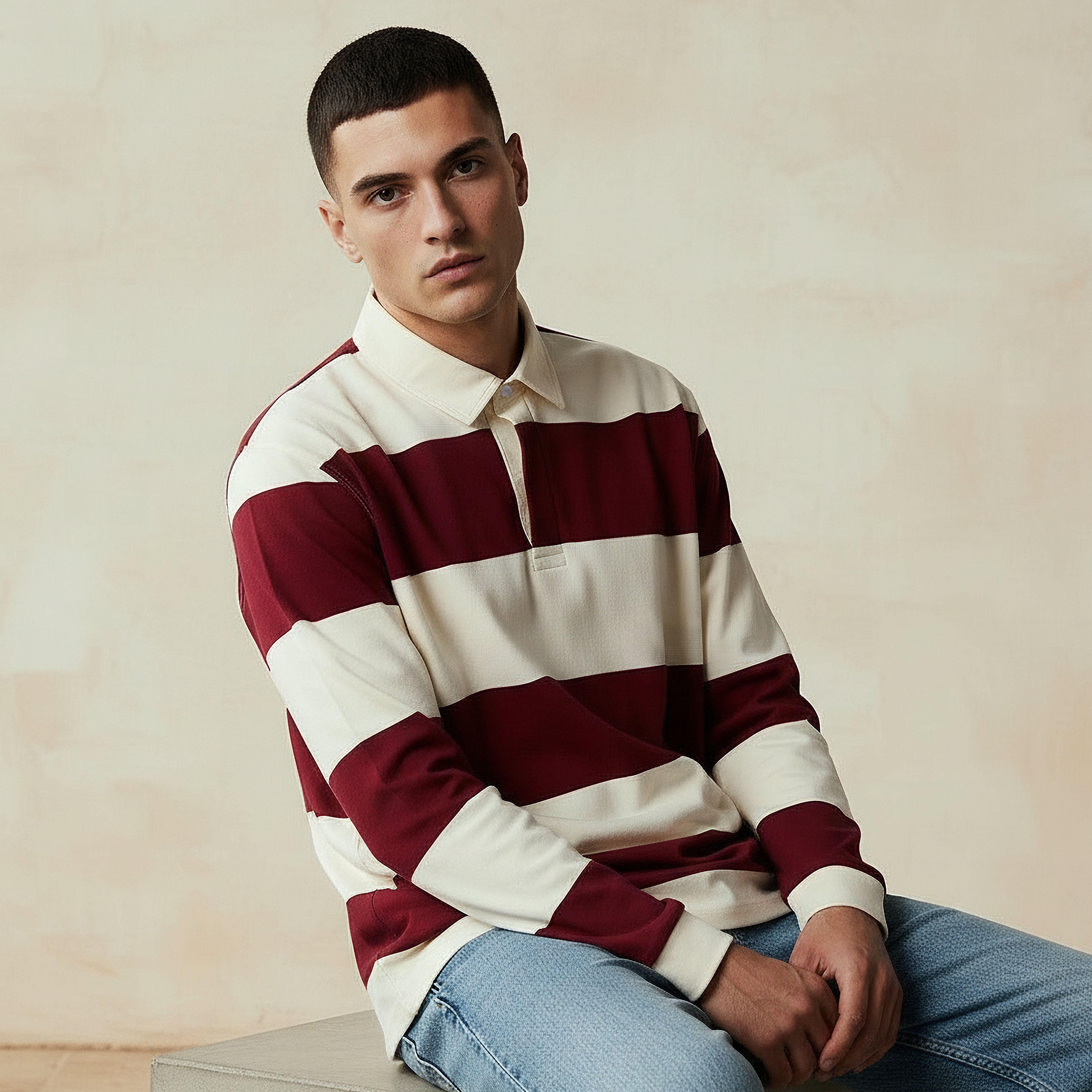 سويت شيرت رجبي مخطّط بقصّة عادية للرجال-men-winterwear-hoodiesandsweatshirts-image-1